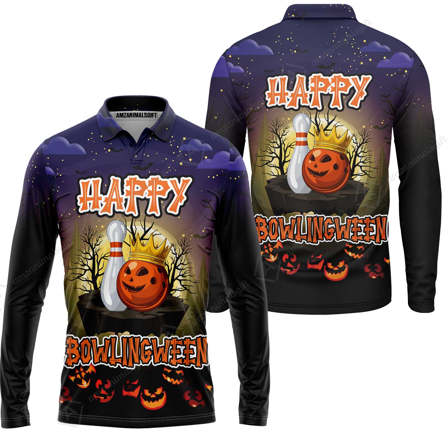 Bowling Hawaiian Shirt, Halloween Bowling Happy Bowlinween Aloha Hawaiian Shirts For Men and Women - Gift For Bowling Lovers, Friend, Family - Image 3