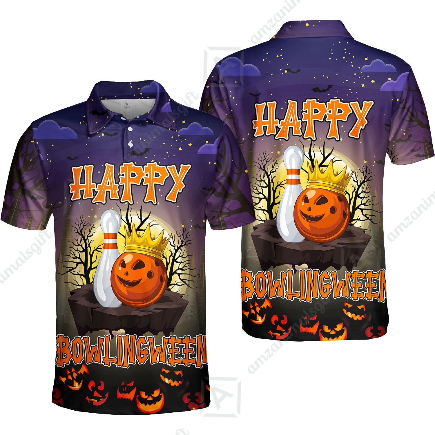 Bowling Hawaiian Shirt, Halloween Bowling Happy Bowlinween Aloha Hawaiian Shirts For Men and Women - Gift For Bowling Lovers, Friend, Family - Image 5