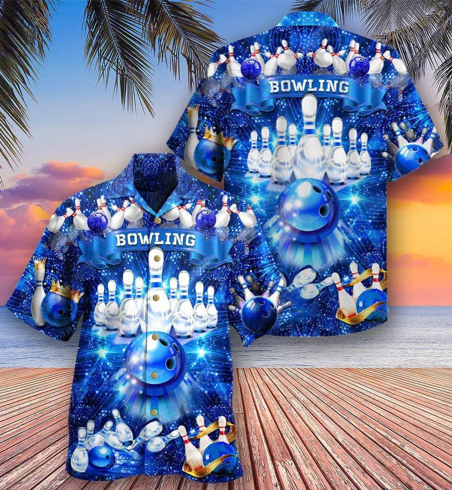 Bowling Hawaiian Shirt, King's Bowling Hawaiian Shirt, Blue Bowling Roll Shirt For Men - Perfect Gift For Bowling Lovers, Bowlers