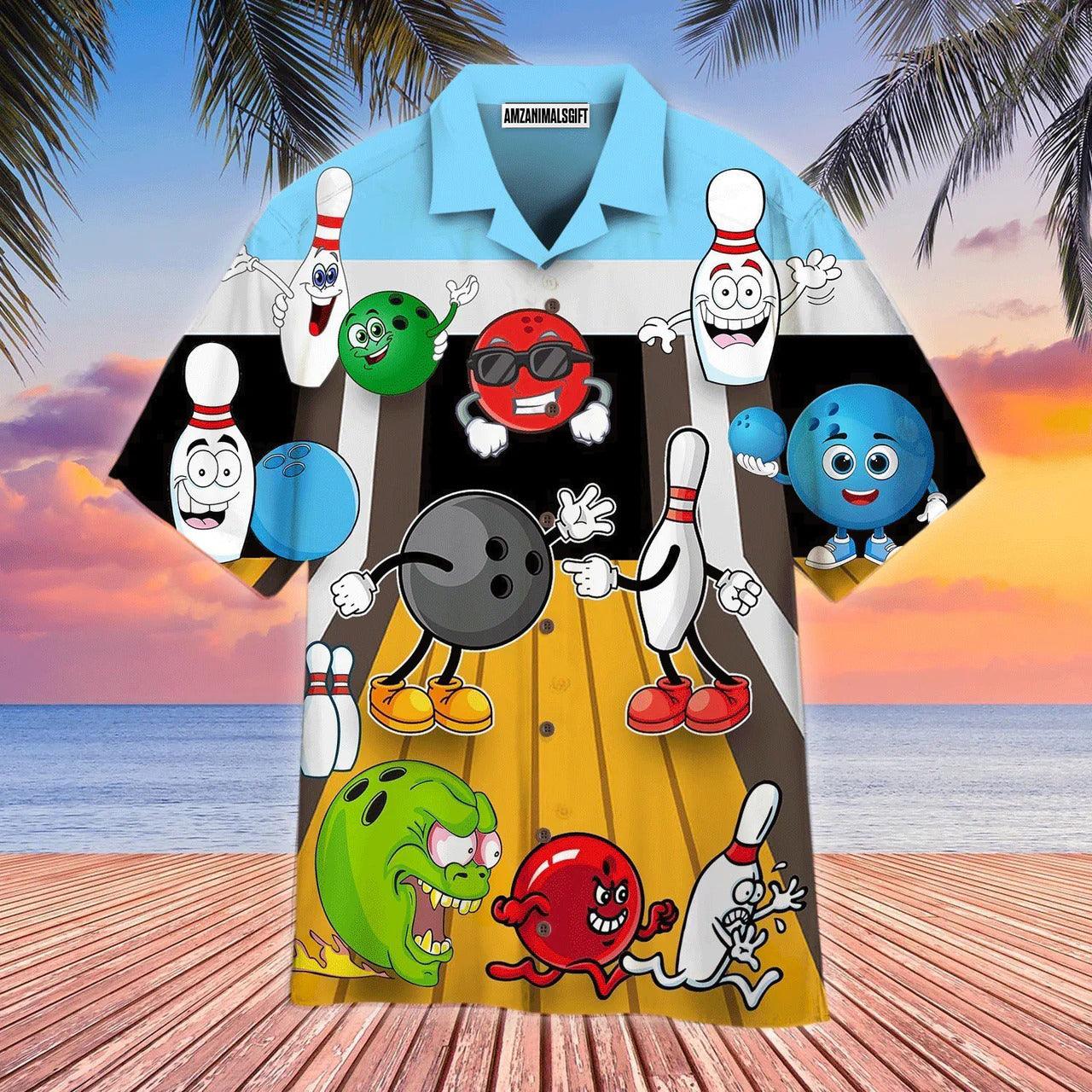 Bowling Hawaiian Shirt, Rolling Comic Bowling With My Homies Aloha Hawaiian Shirts For Men and Women - Gift For Bowling Lovers, Friend, Family