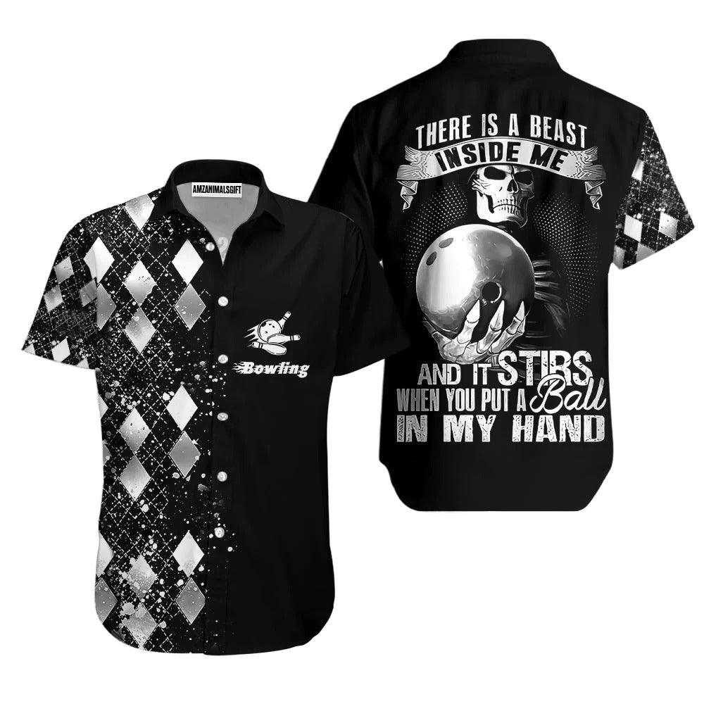 Bowling Hawaiian Shirt, There Is A Beast Inside Me Silver Bowling Black And White Aloha Hawaiian Shirts For Men and Women - Gift For Bowling Lovers, Friend, Family