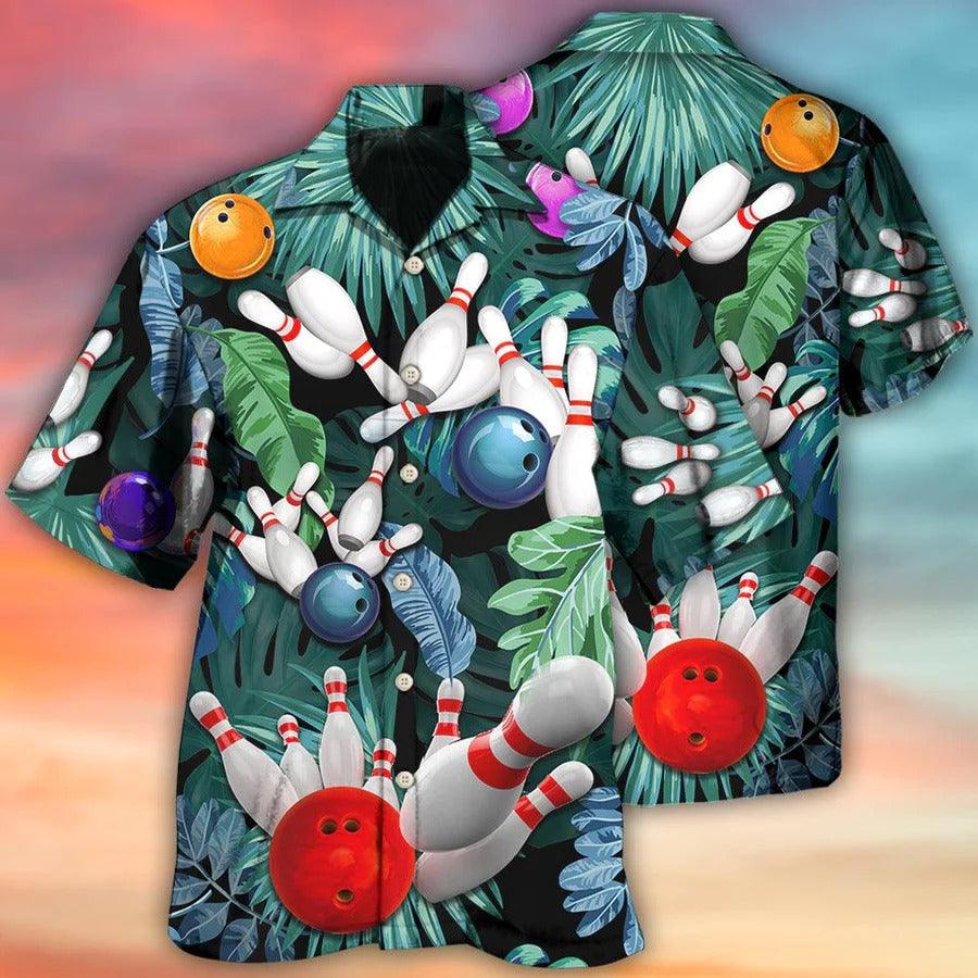 Bowling Hawaiian Shirt, Tropical Leaves Hawaiian Shirt, Bowling I'm So Happy Aloha Shirt For Men - Perfect Gift For Bowling Lovers, Bowlers