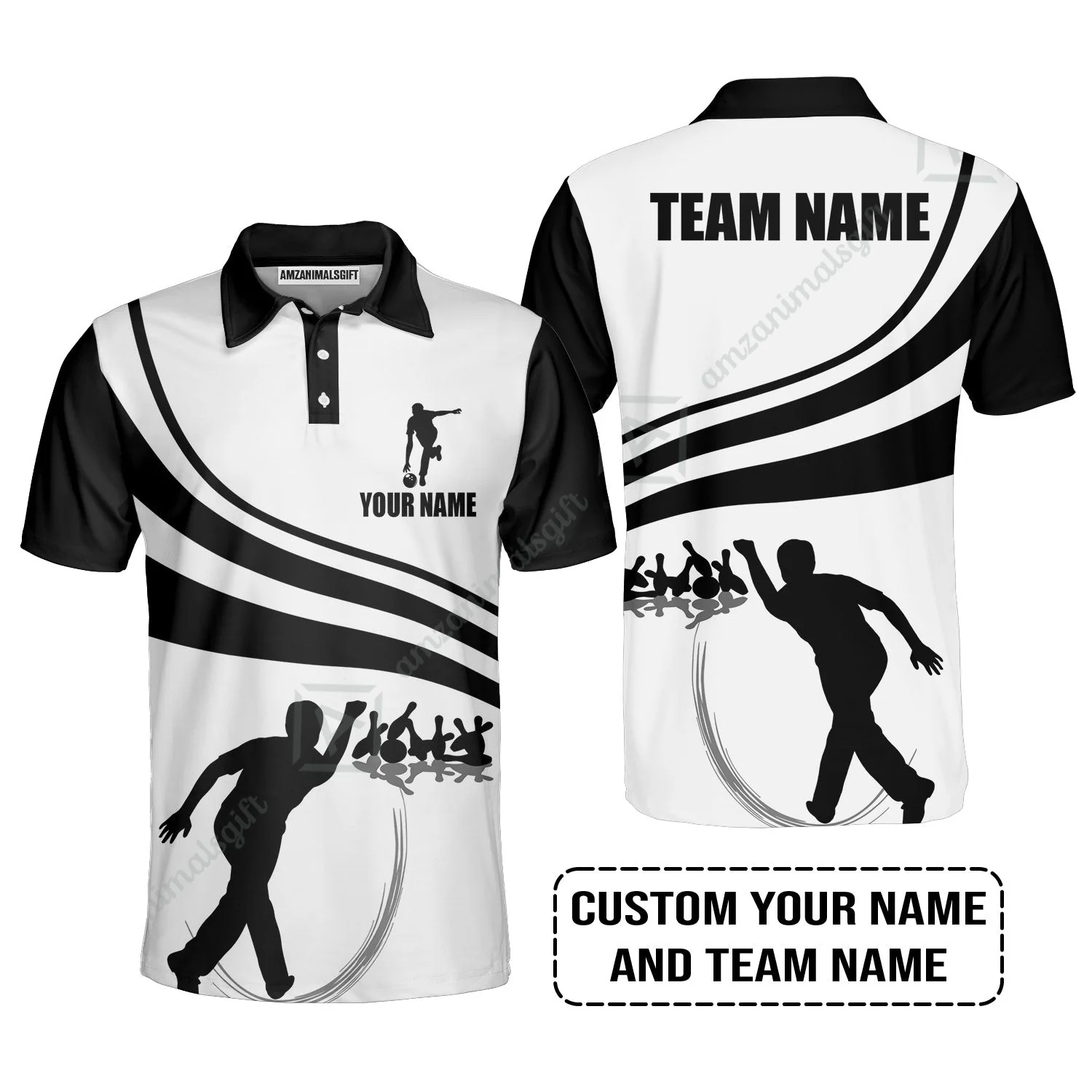 Bowling Jersey Custom Name - Black and Gold Men Bowlers Personalized Bowling Jersey - Image 7