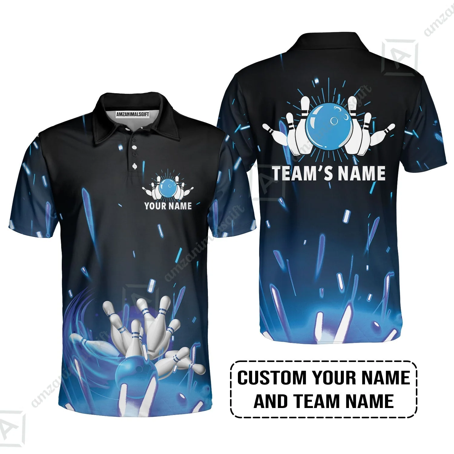 Bowling Jersey Custom Name - Blue Bowling Personalized Bowling Jersey - Gift For Friend, Family, Bowling Lovers - Image 4