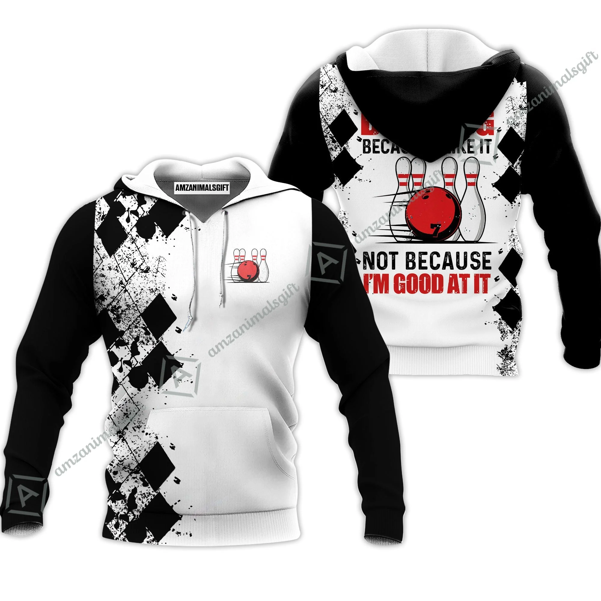 Bowling Jersey - I Go Bowling Because I Like It Bowling Jersey , Black Argyle Pattern Shirt Design, Best Bowling Shirt - Image 5