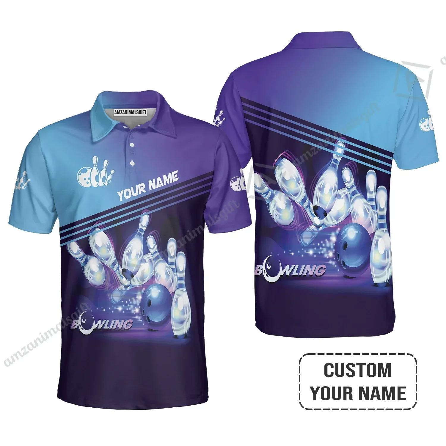 Bowling Jersey With Custom Name, Personalized Blue Bowling Jersey Shirt Uniform Players, Perfect Outfits For Bowling Lovers, Bowlers - Image 3