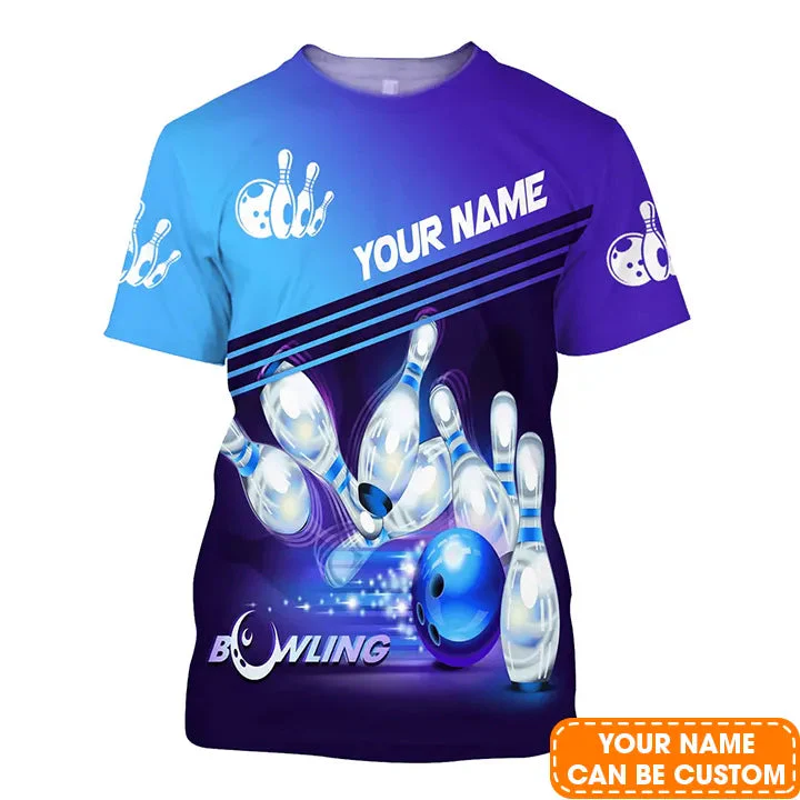 Bowling Long Polo Shirt With Custom Name, Blue Bowling Apparel Uniform Players, Perfect Gifts For Bowling Lovers, Bowlers - Image 8