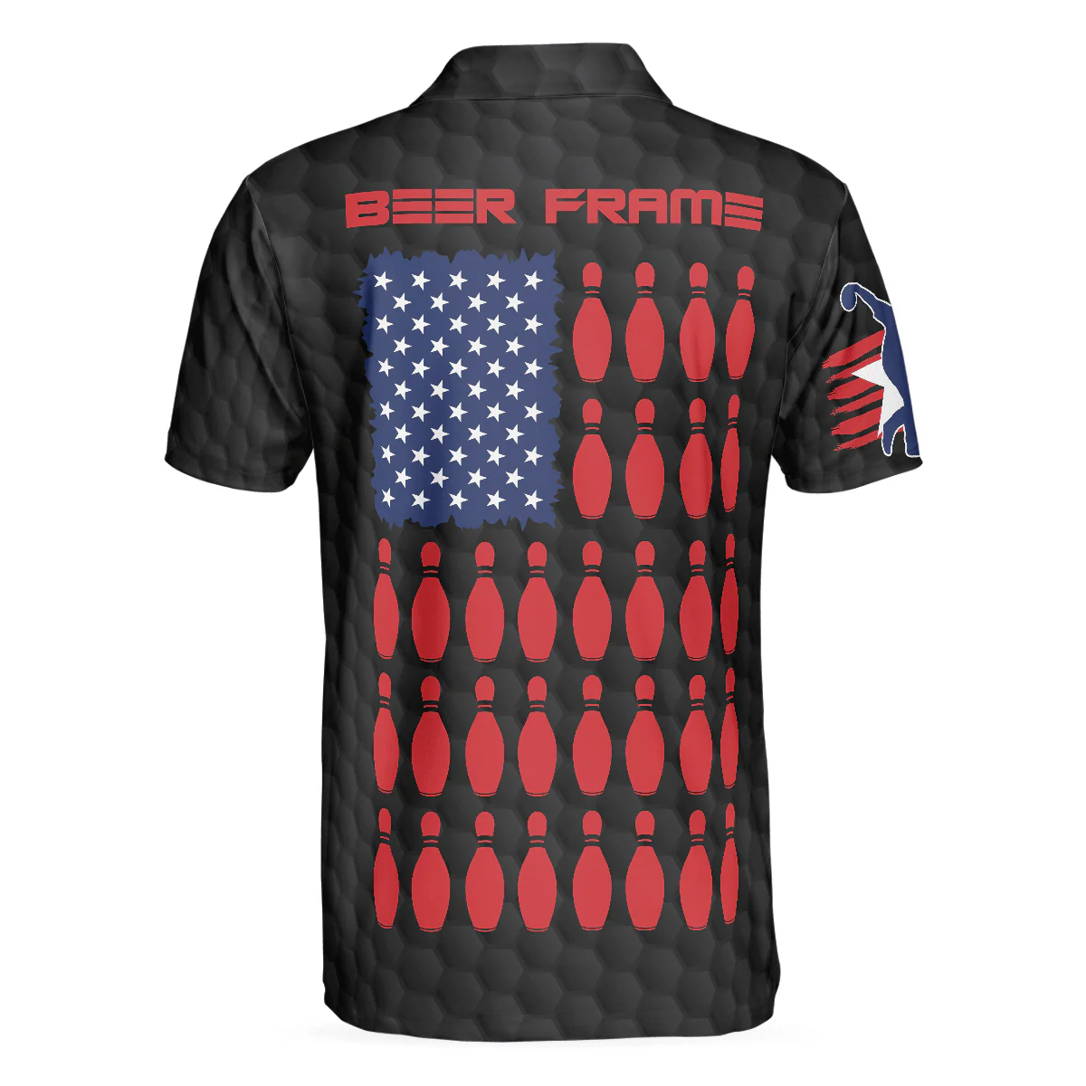 Bowling Men Polo Shirt - Beer Frame With American Flag Bowling Polo Shirt For Men - Perfect Gift For Friend, Family, Bowling Lovers - Image 3
