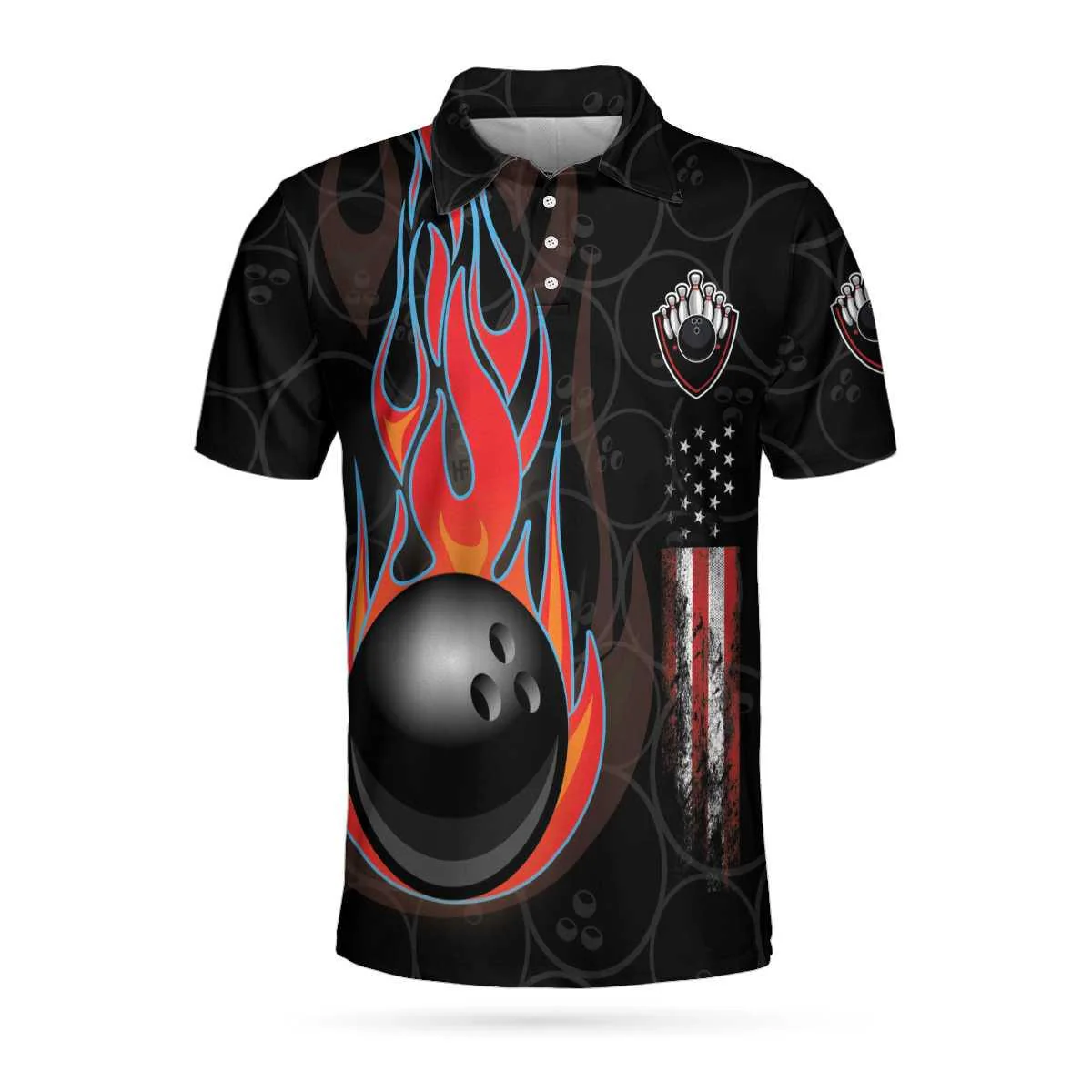 Bowling Men Polo Shirt - Bowling And Skull Team Black Bowling Polo Shirt - Gift For Friend, Family, Bowling Lovers - Image 3