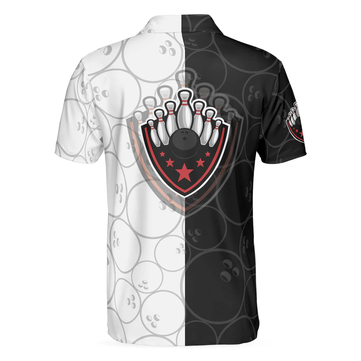 Bowling Men Polo Shirt - Bowling Black And White Pattern Bowling Polo Shirt - Gift For Friend, Family, Bowling Lovers - Image 4
