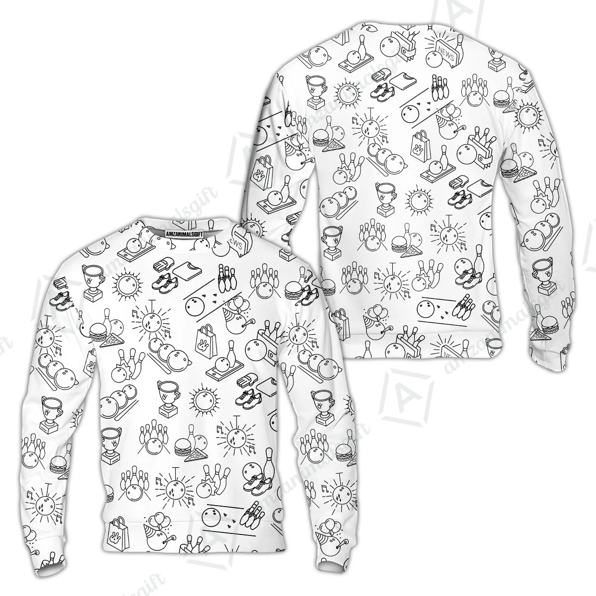 Bowling Men Polo Shirt, Bowling Icon Pattern Polo Shirt For Men, Perfect Gift For Bowling Lovers - Image 16