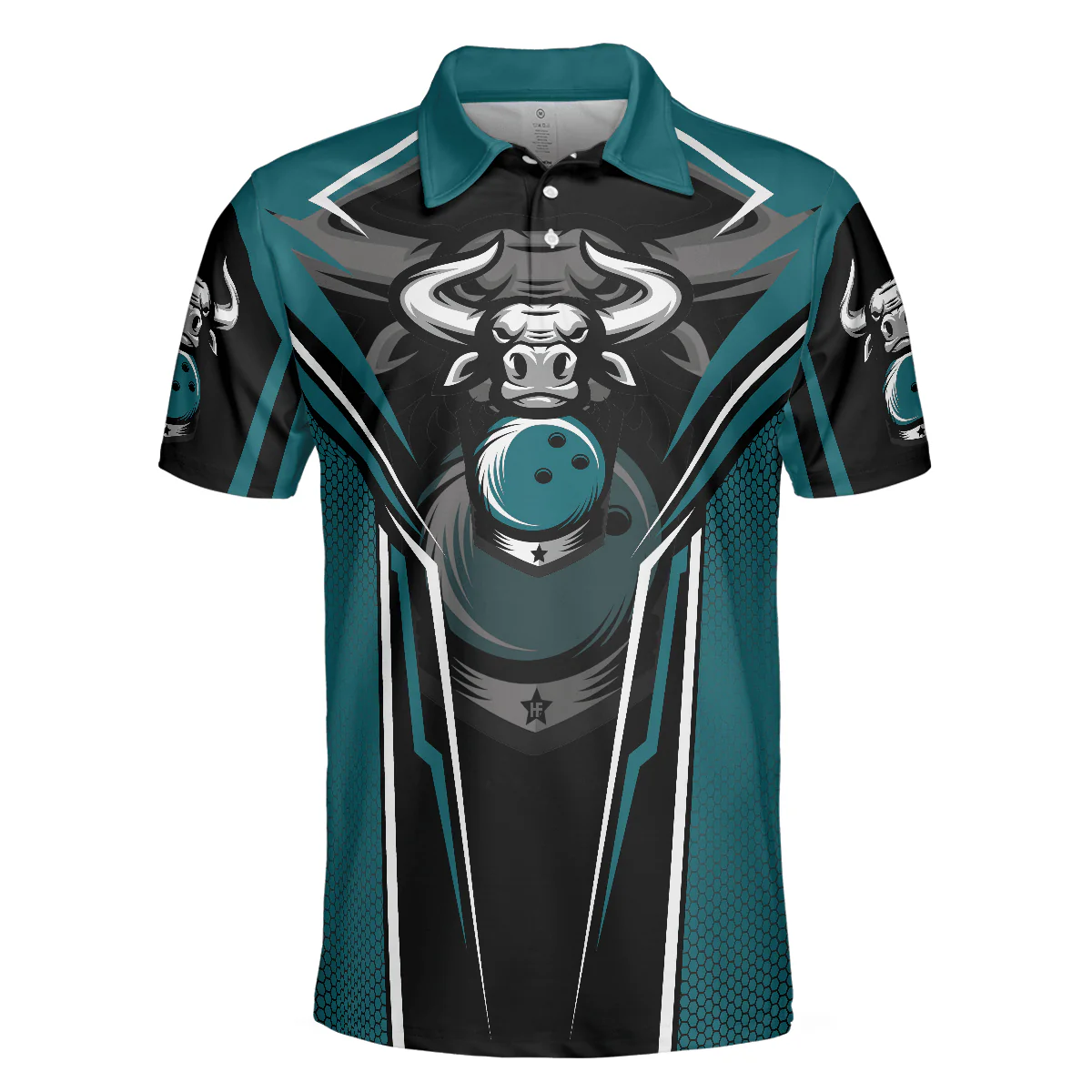 Bowling Men Polo Shirt - Clean Sweep Bowling Bull, Digital Bowling Alley Bowling Polo Shirt - Gift For Friend, Family, Bowling Lovers - Image 4