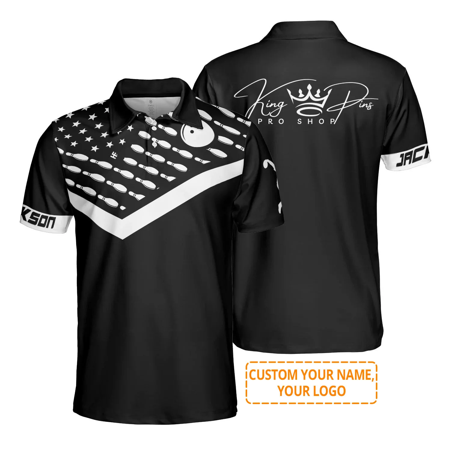 Bowling Men Polo Shirt Custom Name - American Flag Men Polo Shirt Personalized Bowling Polo Shirt - Gift For Friend, Family, Bowling Lovers - Image 2