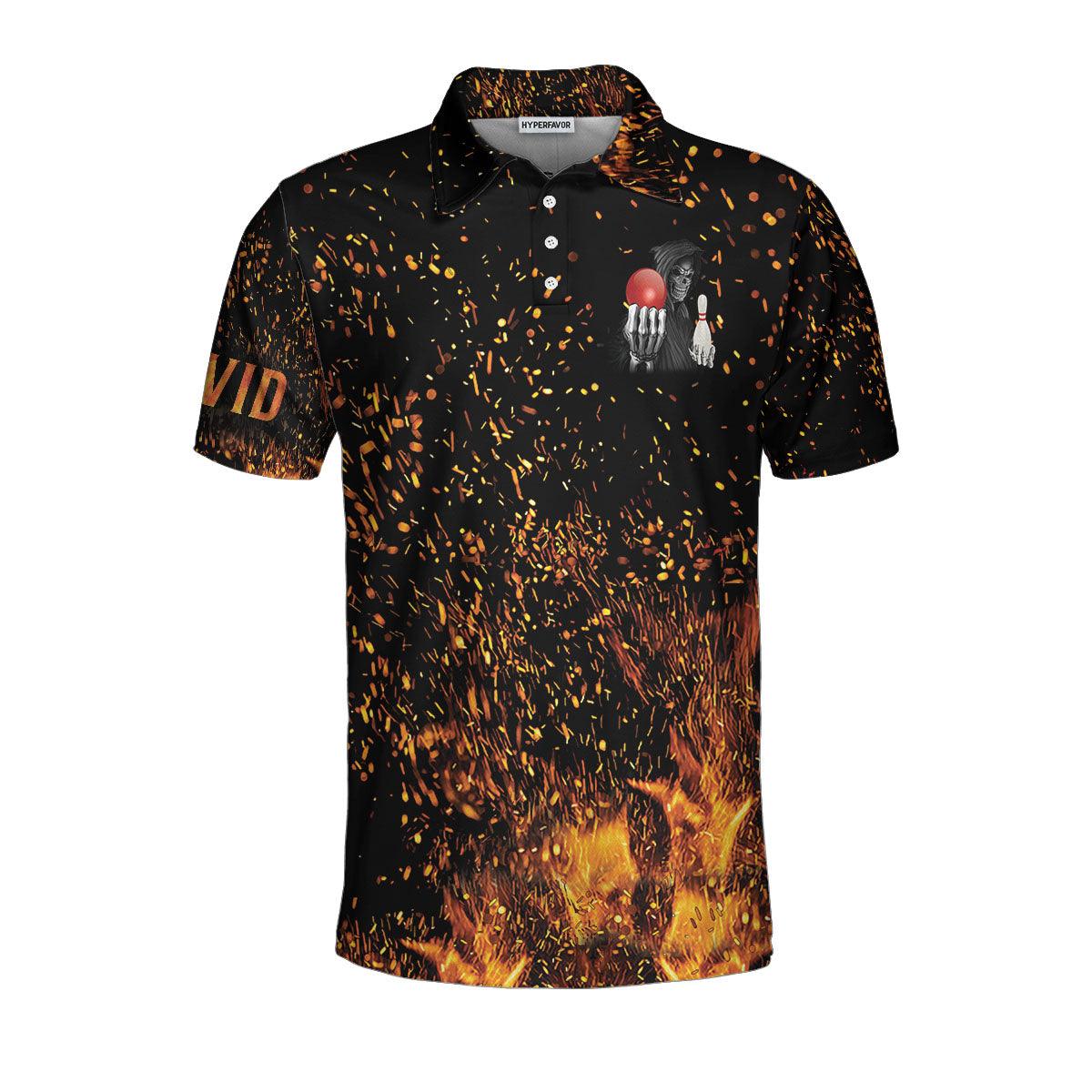 Bowling Men Polo Shirt Custom Name - Bowling Beast Flame Pattern Personalized Bowling Polo Shirt - Gift For Friend, Family, Bowling Lovers - Image 4