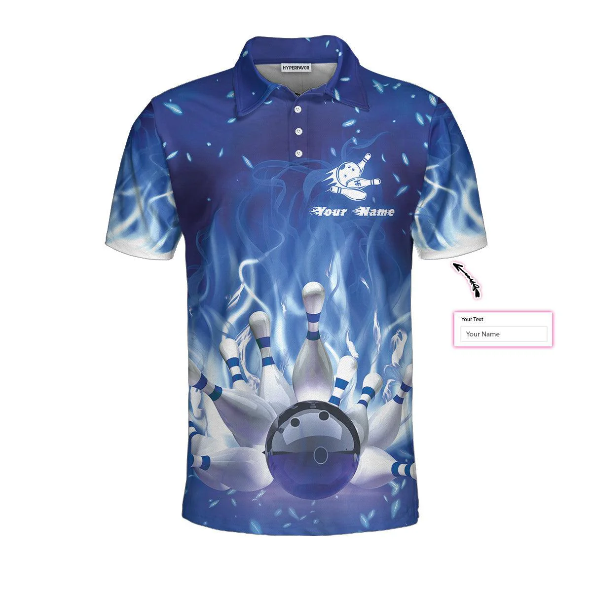 Bowling Men Polo Shirt Custom Name - Bowling On Blue Fire Personalized Bowling Polo Shirt - Gift For Friend, Family, Bowling Lovers - Image 4
