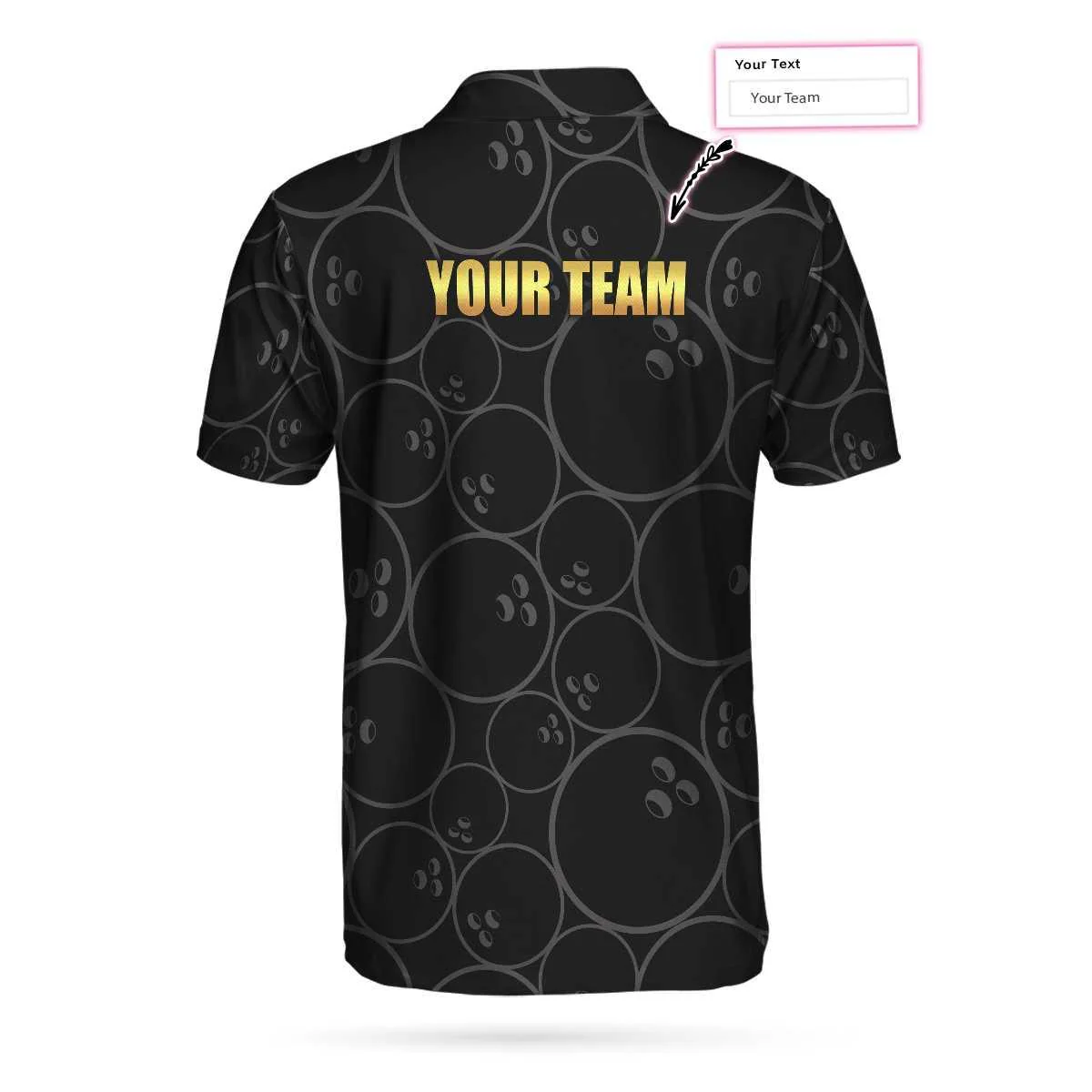 Bowling Men Polo Shirt Custom Name - Bowling Pattern And Golden Personalized Bowling Polo Shirt - Gift For Friend, Family, Bowling Lovers - Image 3