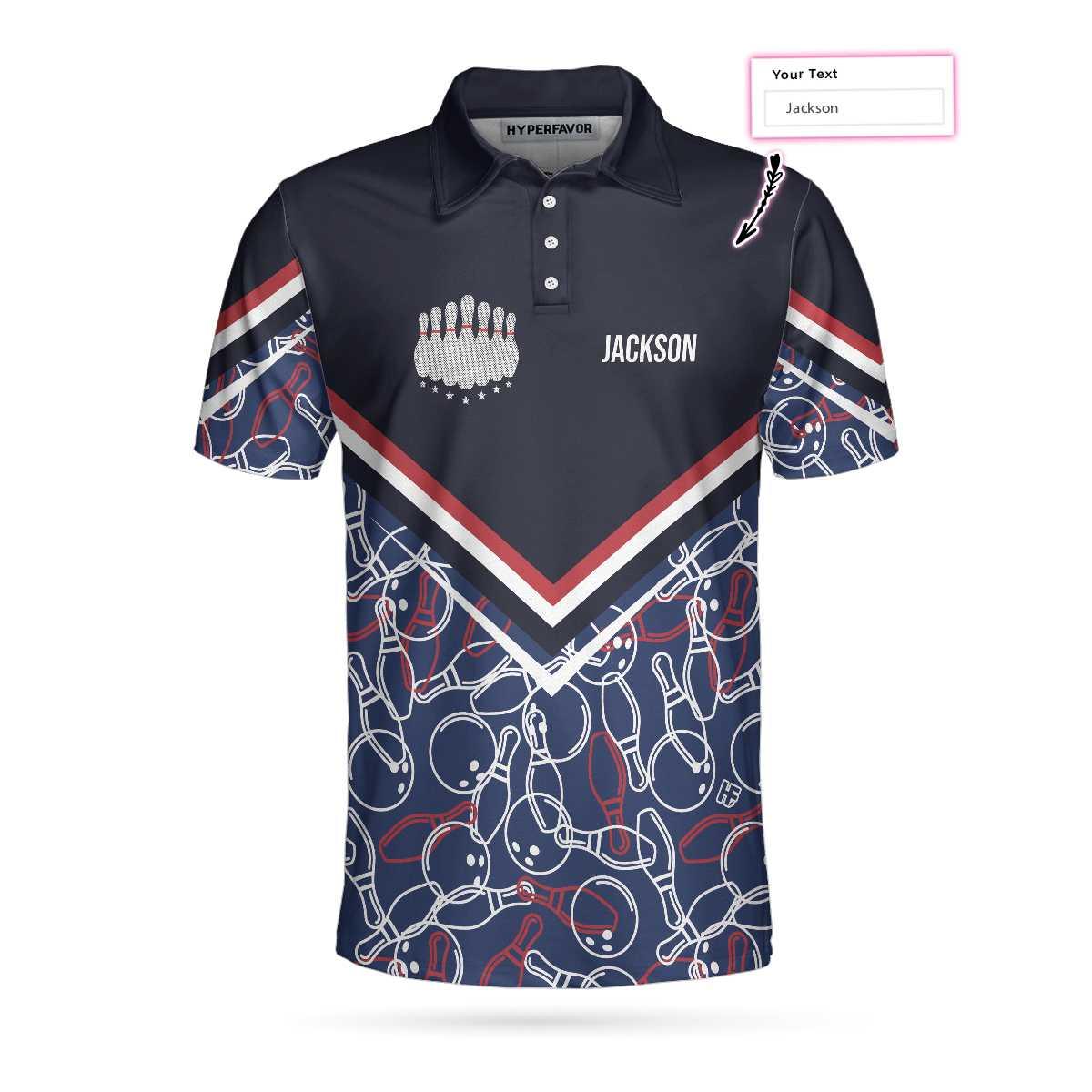 Bowling Men Polo Shirt Custom Name - Bowling Pins Pattern Personalized Bowling Polo Shirt - Gift For Friend, Family, Bowling Lovers