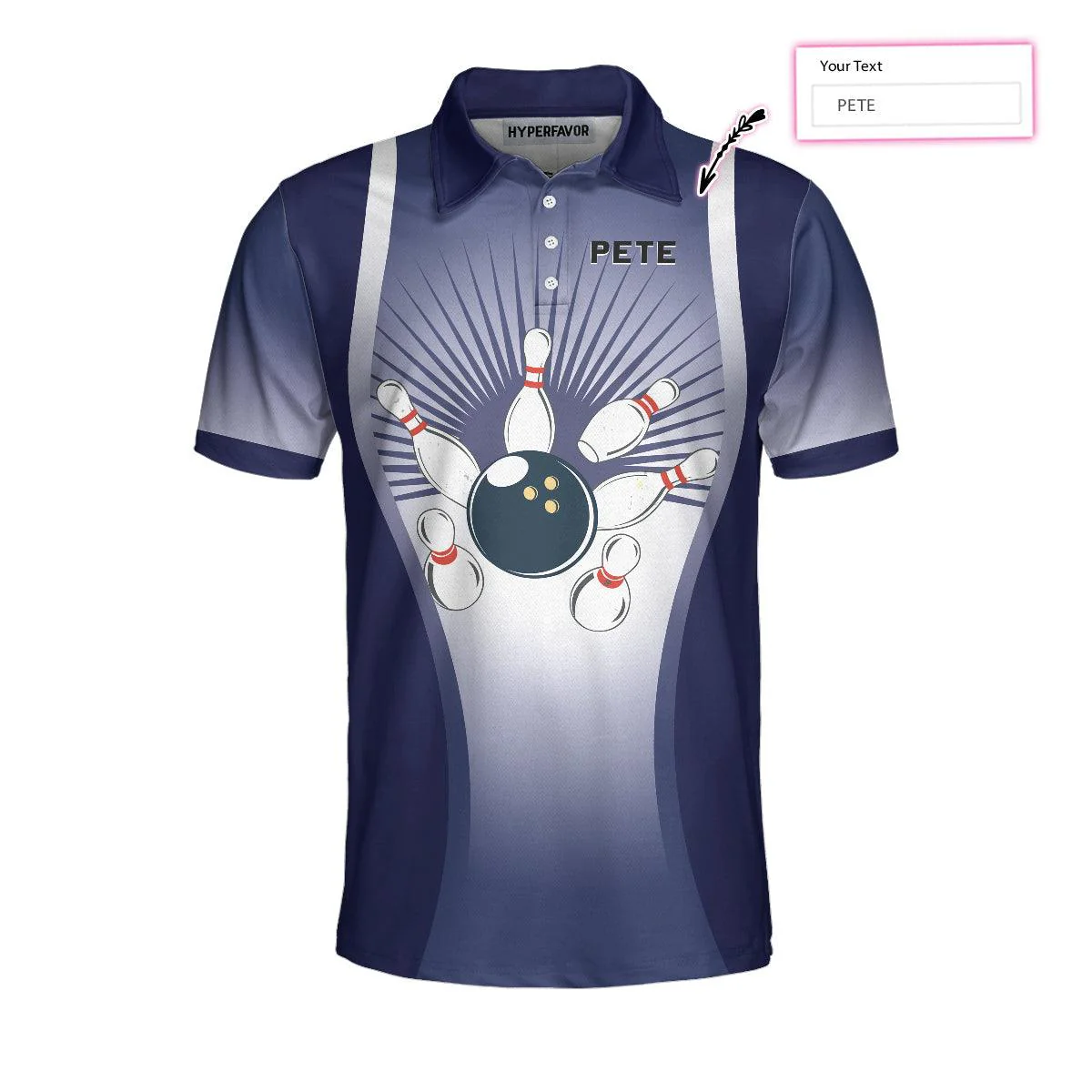 Bowling Men Polo Shirt Custom Name- Down In Front Bowling Personalized Bowling Polo Shirt - Gift For Friend, Family, Bowling Lovers - Image 3