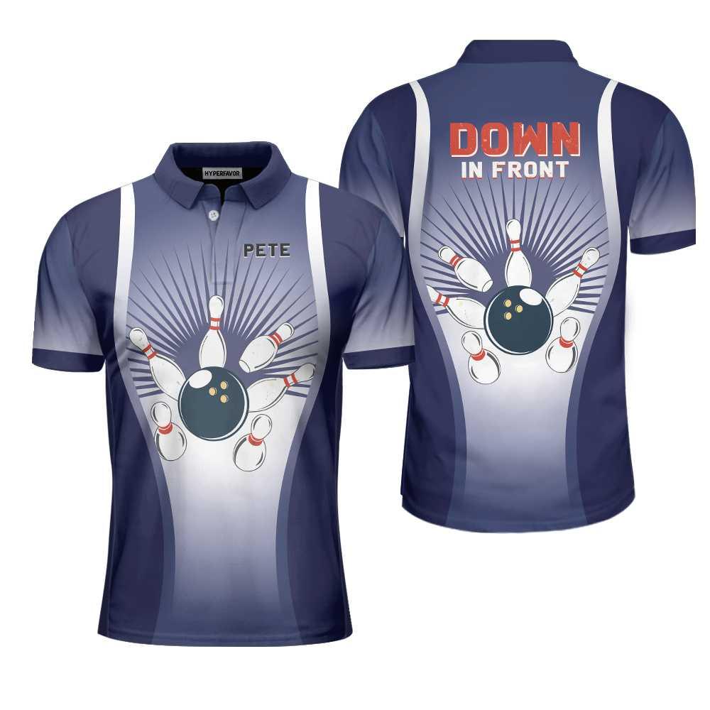 Bowling Men Polo Shirt Custom Name- Down In Front Bowling Personalized Bowling Polo Shirt - Gift For Friend, Family, Bowling Lovers - Image 4
