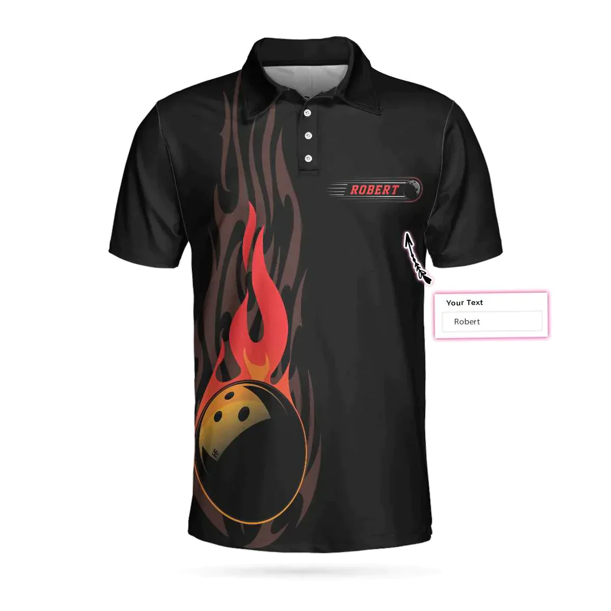 Bowling Men Polo Shirt Custom Name - Fire Bowling Keep Your Eyes On The Balls Bowling Personalized Bowling Polo Shirt - Gift For Friend, Family, Bowling Lovers - Image 5
