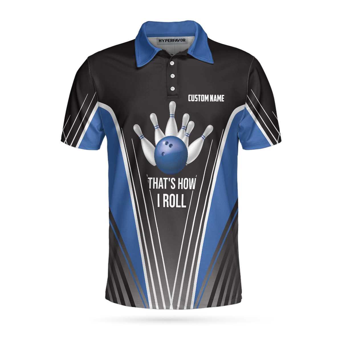 Bowling Men Polo Shirt Custom Name - Ten Pin Bowling Shirt, Black And Blue Bowling Personalized Bowling Polo Shirt - Gift For Friend, Family, Bowling Lovers - Image 4
