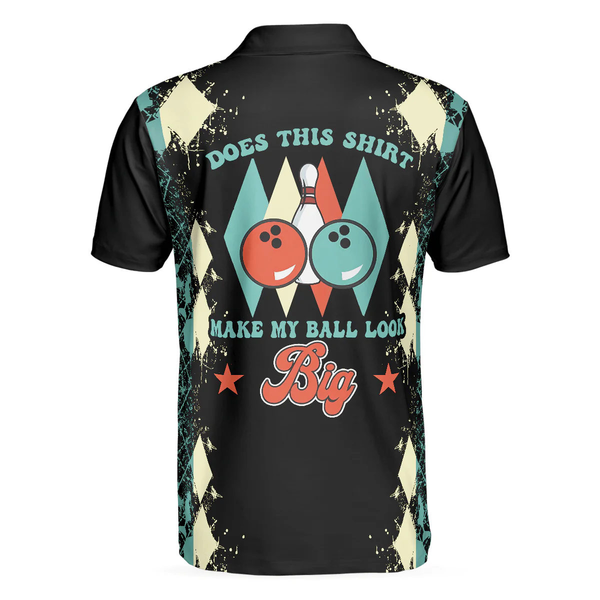 Bowling Men Polo Shirt - Does This Shirt Make My Ball Look Big, Unique Argyle Pattern Bowling Polo Shirt - Gift For Friend, Family, Bowling Lovers - Image 3