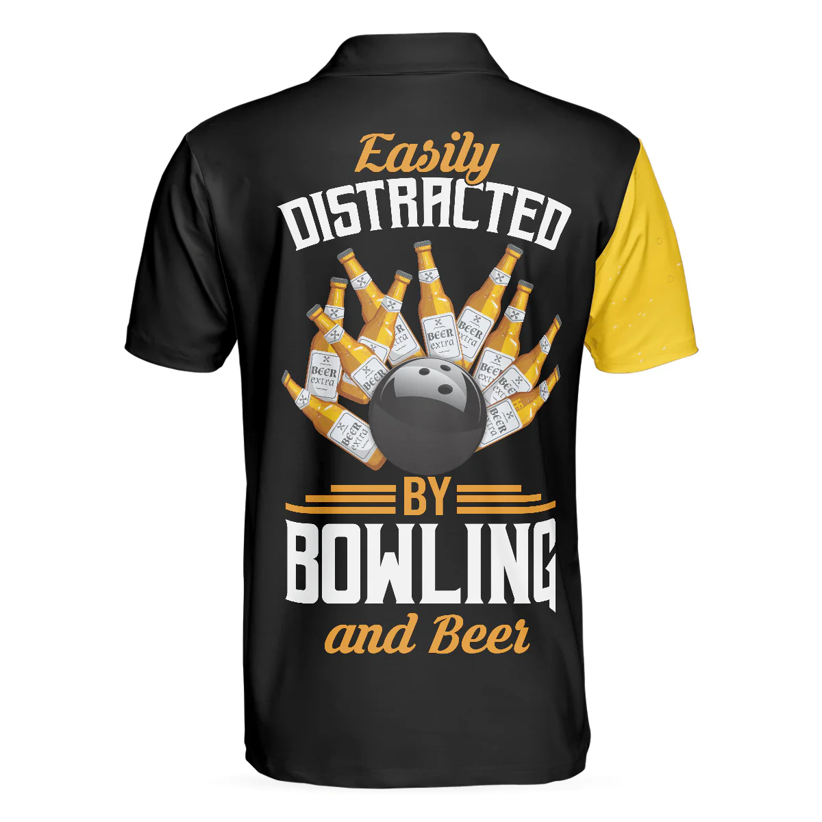 Bowling Men Polo Shirt - Easily Distracted By Bowling And Beer, Funny Drinking Bowling Polo Shirt - Gift For Friend, Family, Bowling Lovers - Image 3