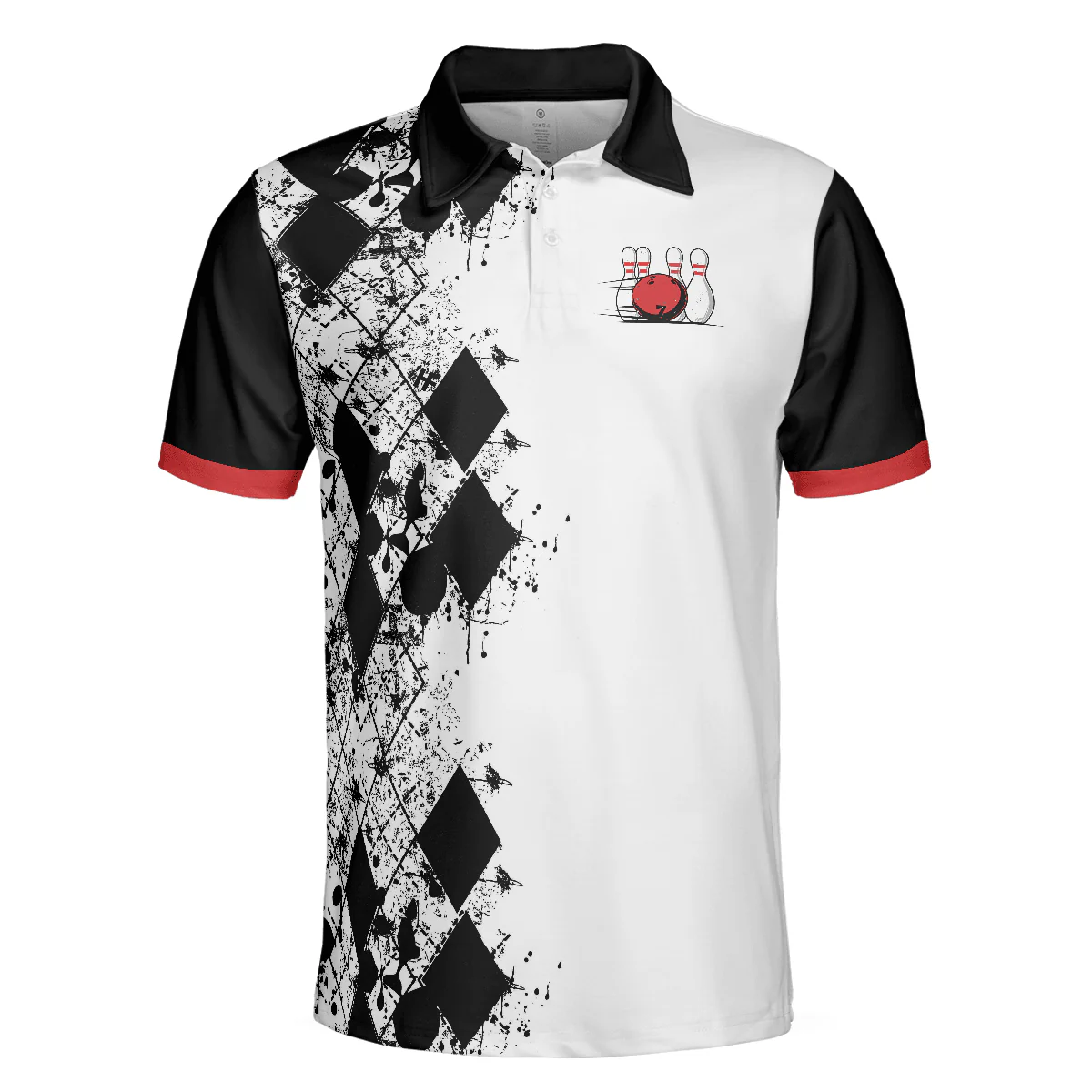 Bowling Men Polo Shirt - I Go Bowling Because I Like It Polo Shirt, Black Argyle Pattern Bowling Polo Shirt - Gift For Friend, Family, Bowling Lovers - Image 4
