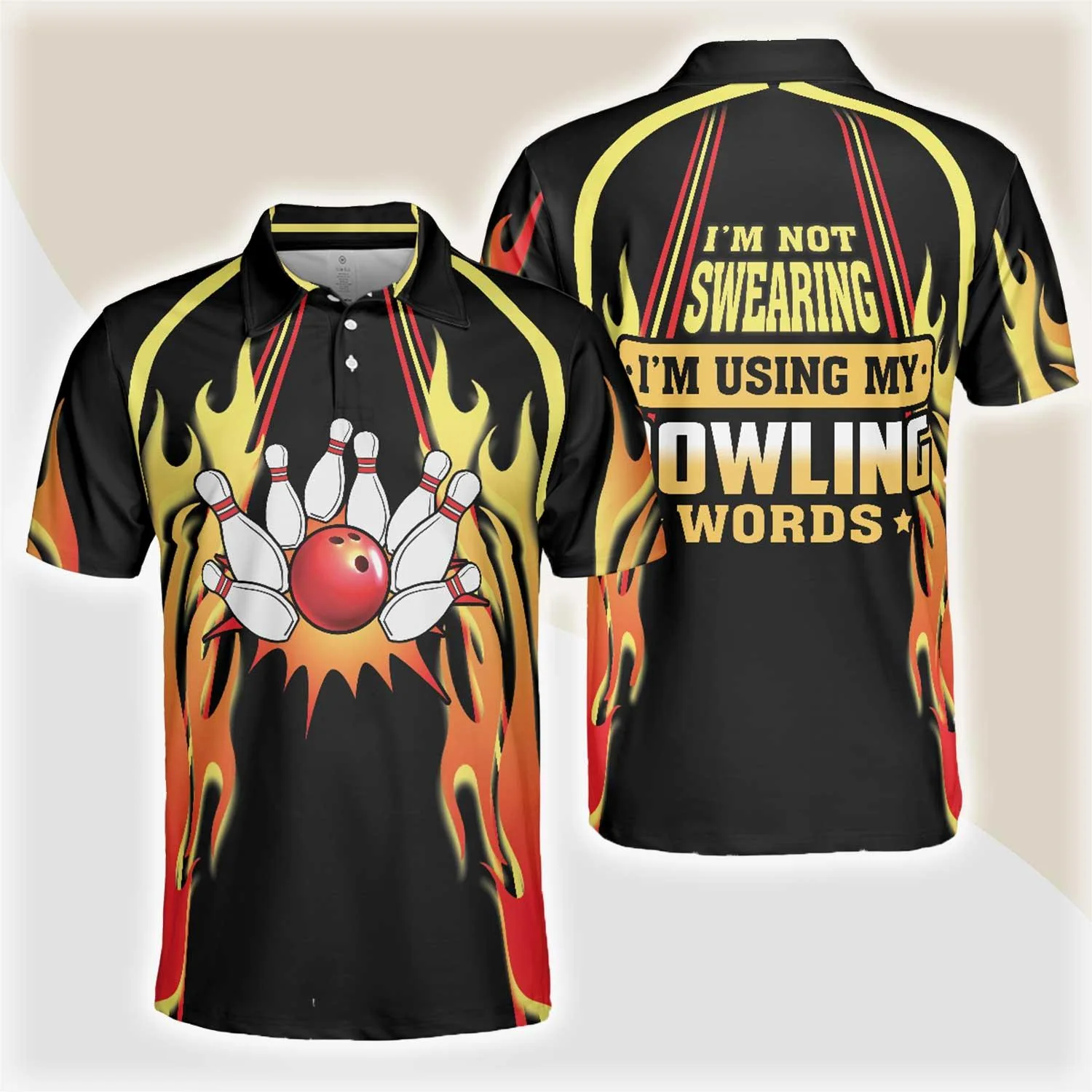 Bowling Men Polo Shirt - I'm Not Swearing I'm Using My Bowling Words Bowling Polo Shirt - Gift For Friend, Family, Bowling Lovers