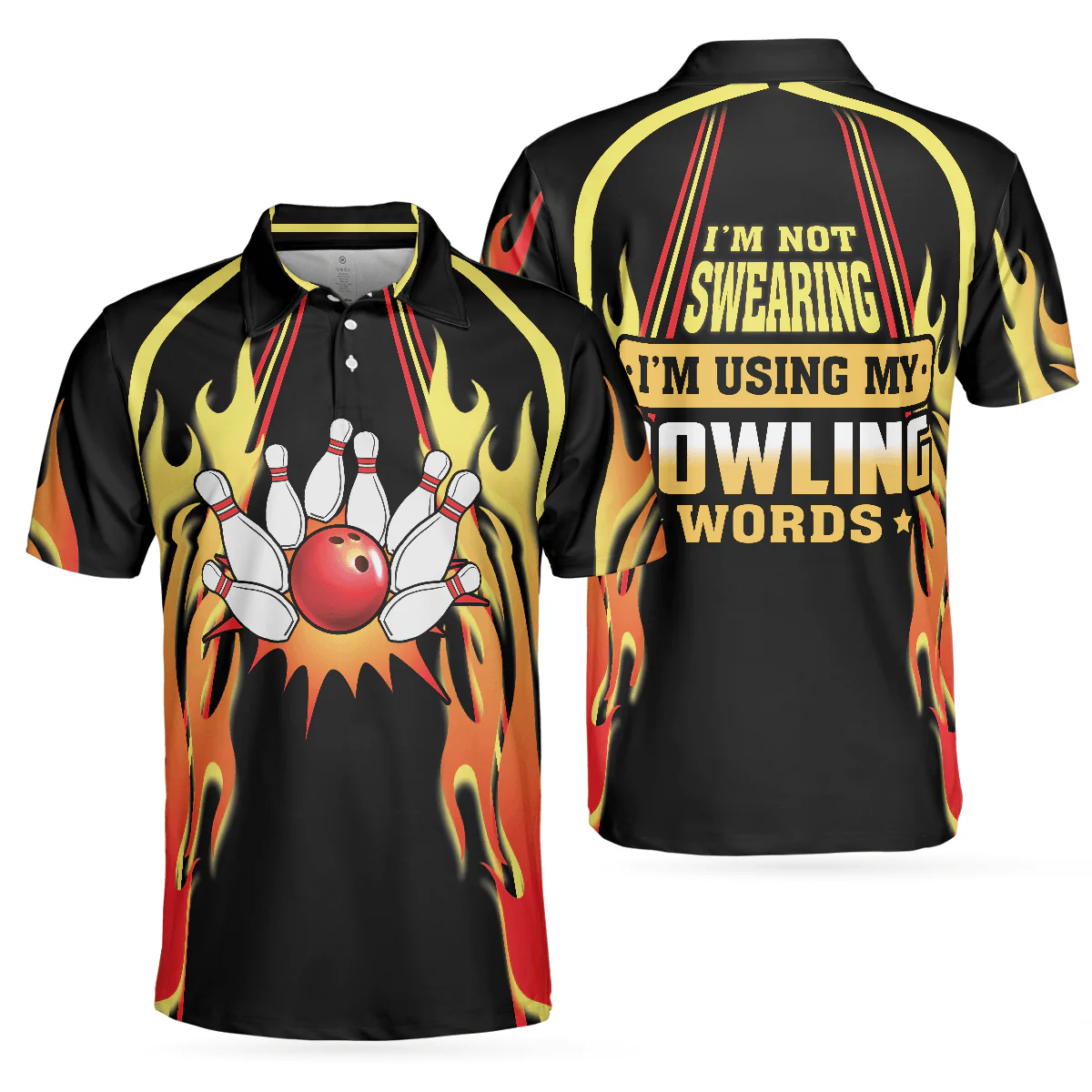 Bowling Men Polo Shirt - I'm Not Swearing I'm Using My Bowling Words Bowling Polo Shirt - Gift For Friend, Family, Bowling Lovers - Image 2
