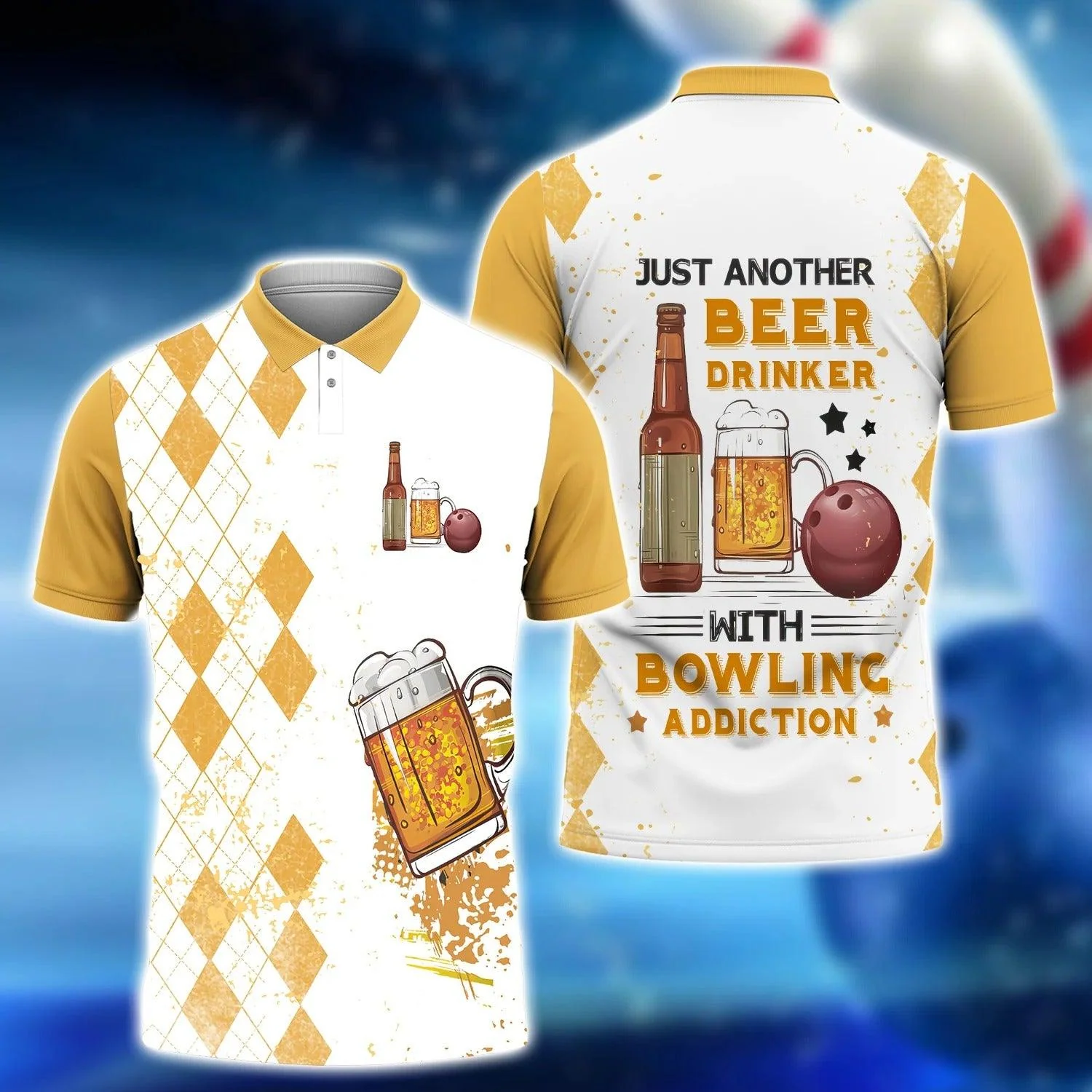 Bowling Men Polo Shirt - Just Another Beer Drinker with a Bowling Polo Shirt - Perfect Gift For Friend, Family