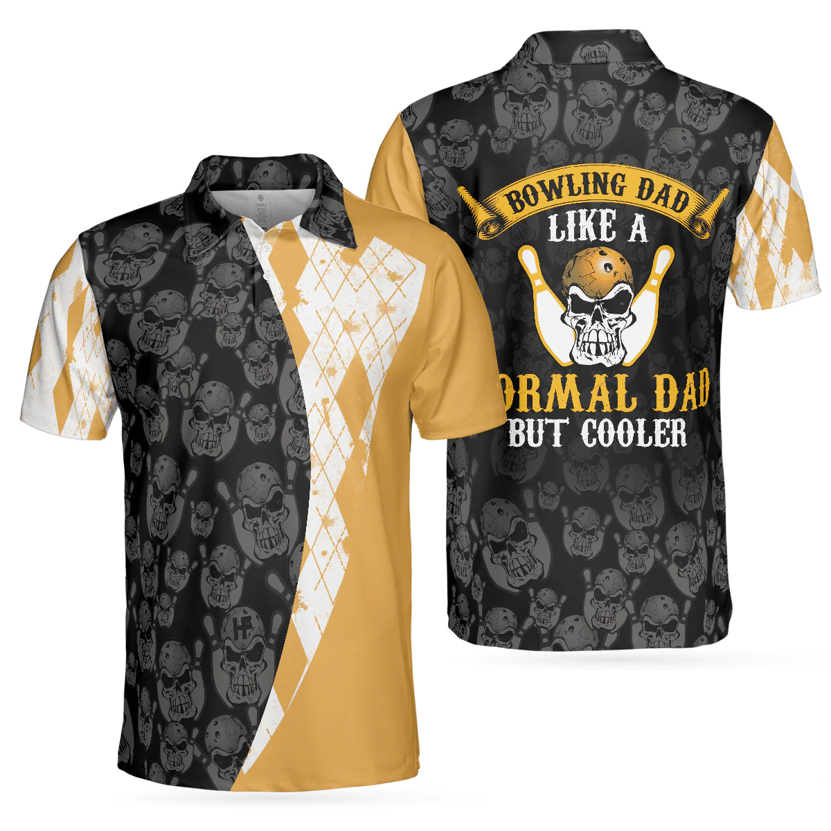Bowling Men Polo Shirt - Like A Normal Dad But Cooler, Argyle Pattern Bowling Polo Shirt - Perfect Gift For Friend, Family, Bowling Lovers - Image 2
