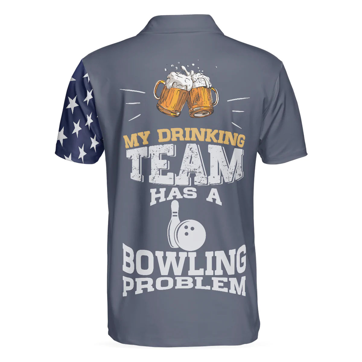 Bowling Men Polo Shirt - My Drinking Team Has A Bowling Problem Polo Shirt, Funny Bowling Polo Shirt - Gift For Friend, Family, Bowling Lovers - Image 3