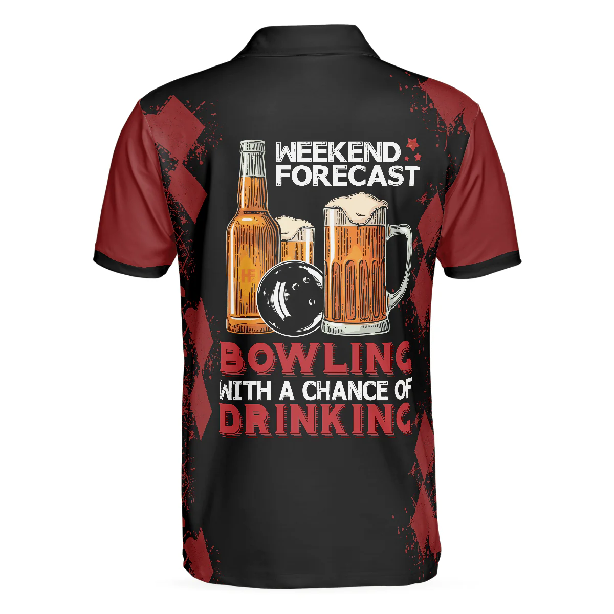 Bowling Men Polo Shirt - Red And Black Bowling Shirt For Men, Bowling Beer Bowling Polo Shirt - Gift For Friend, Family, Bowling Lovers - Image 3