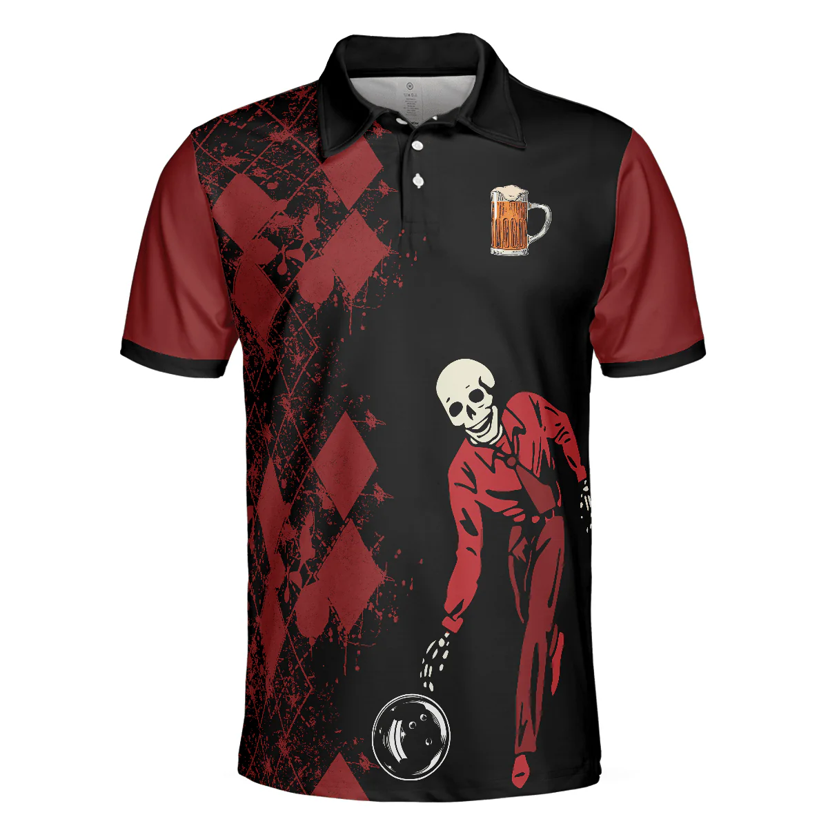 Bowling Men Polo Shirt - Red And Black Bowling Shirt For Men, Bowling Beer Bowling Polo Shirt - Gift For Friend, Family, Bowling Lovers - Image 4