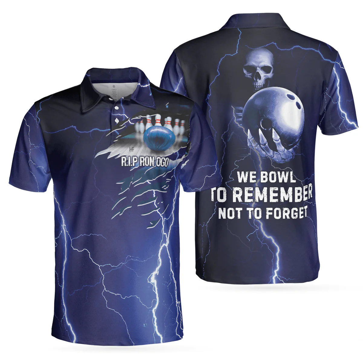 Bowling Men Polo Shirt - Skull Bowling, We Bowl To Remember Bowling Polo Shirt - Gift For Friend, Family, Bowling Lovers - Image 2