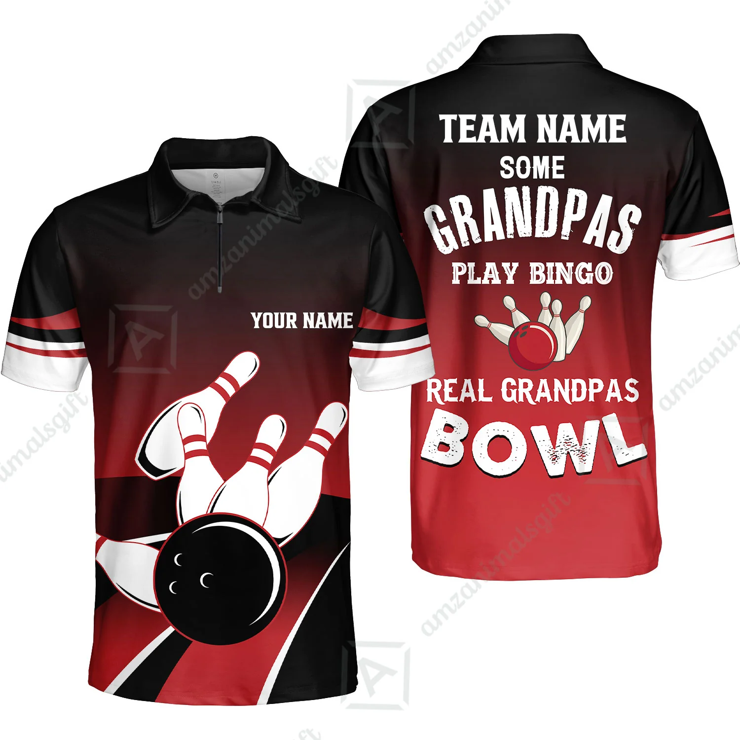 Bowling Men Polo Shirt - Some Grandpas Play Bingo Bowling Polo Shirt - Gift For Friend, Family, Bowling Lovers, Grandpa - Image 3