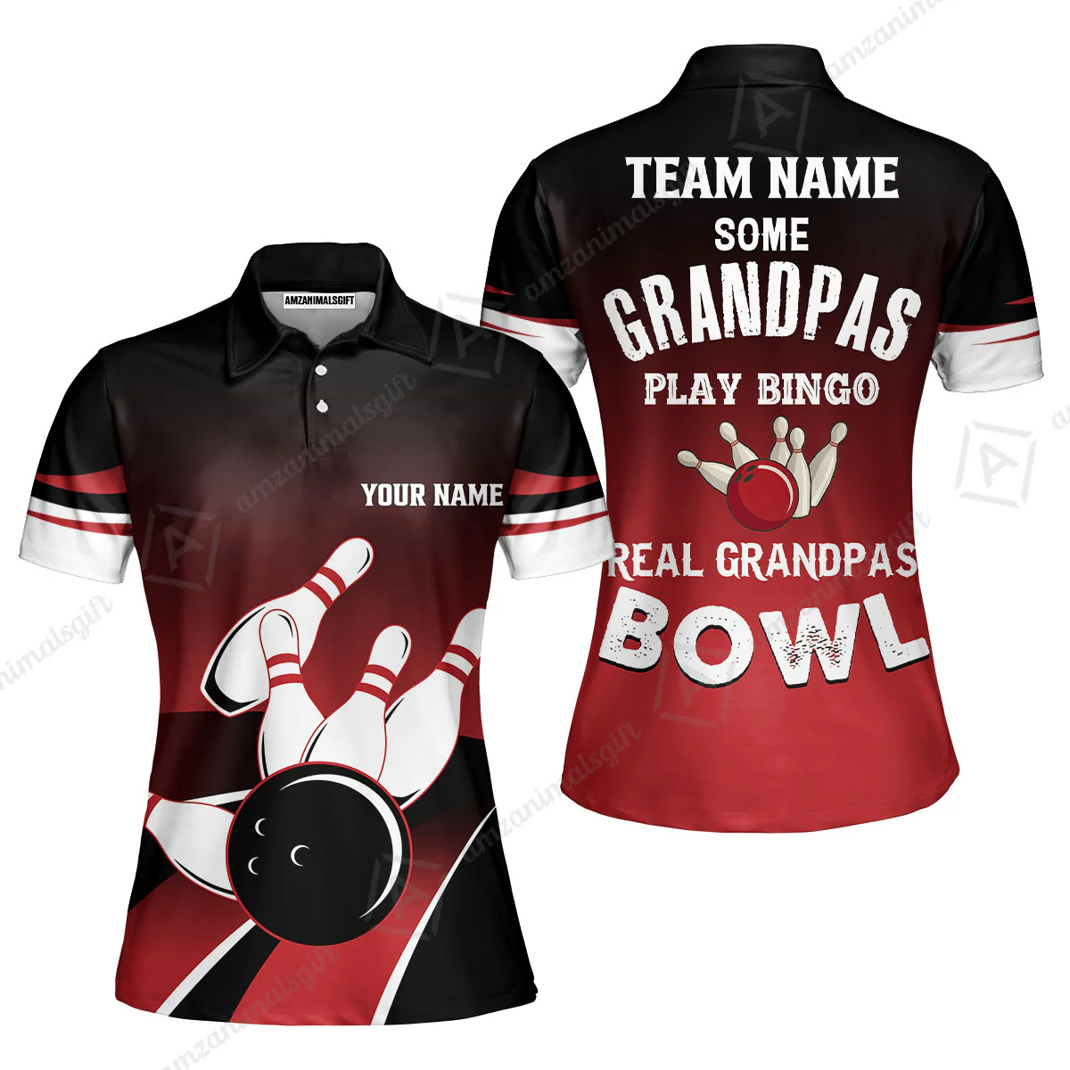 Bowling Men Polo Shirt - Some Grandpas Play Bingo Bowling Polo Shirt - Gift For Friend, Family, Bowling Lovers, Grandpa - Image 4