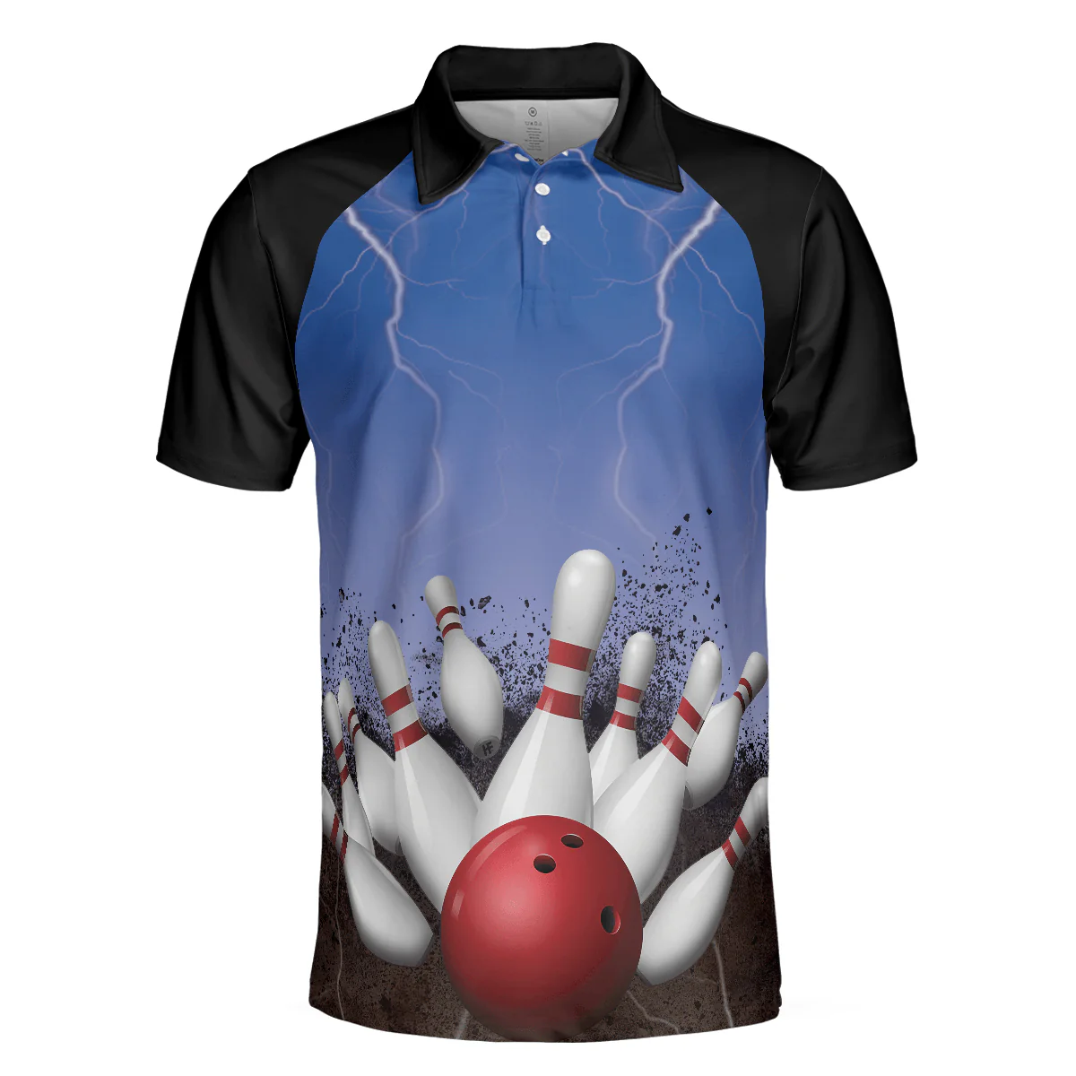 Bowling Men Polo Shirt - Spare No One Bowling Polo Shirt, Black And Blue Tenpin Bowling Polo Shirt For Men, Cool Bowling Polo Shirt - Gift For Friend, Family, Bowling Lovers - Image 4