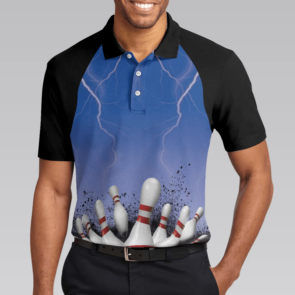 Bowling Men Polo Shirt - Spare No One Bowling Polo Shirt, Black And Blue Tenpin Bowling Polo Shirt For Men, Cool Bowling Polo Shirt - Gift For Friend, Family, Bowling Lovers - Image 5