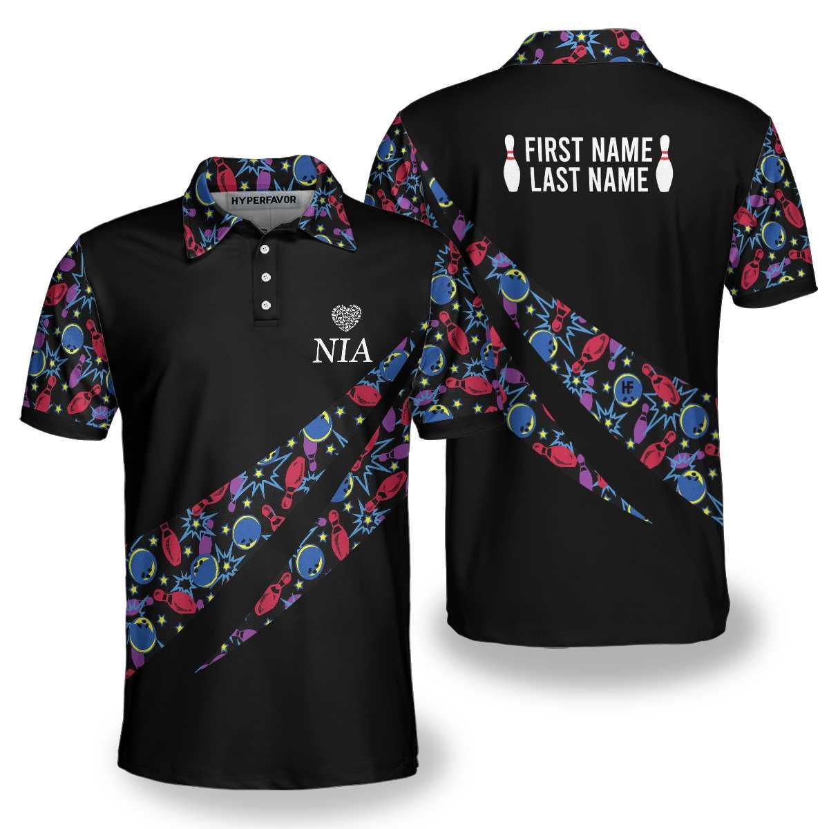 Bowling Men Polo Shirt - Splits Bowling Logo NIA Bowling Personalized Polo Shirt - Gift For Friend, Family, Bowling Lovers - Image 2