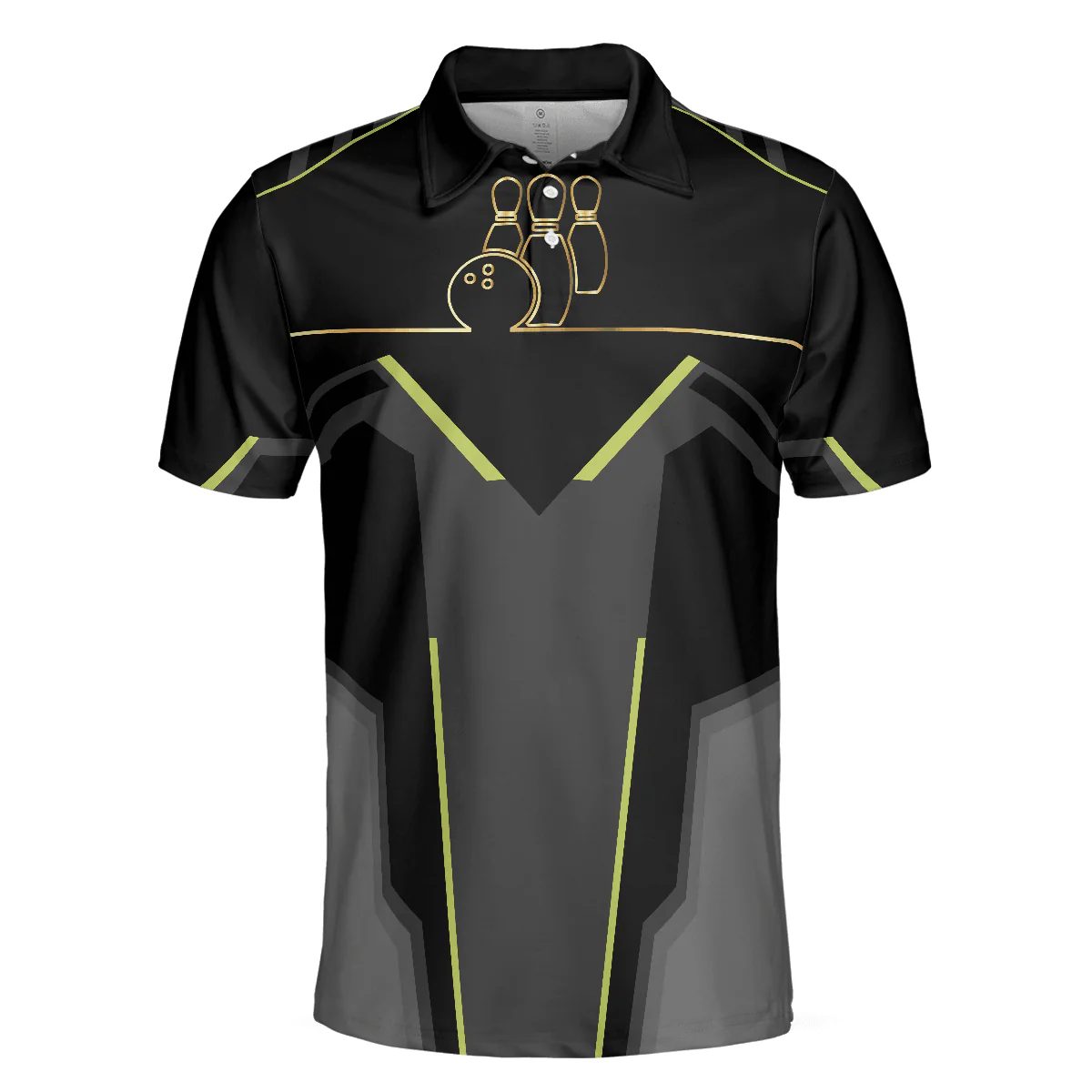 Bowling Men Polo Shirt - Strike Black And Golden Pattern Bowling Polo Shirt - Gift For Friend, Family, Bowling Lovers - Image 4