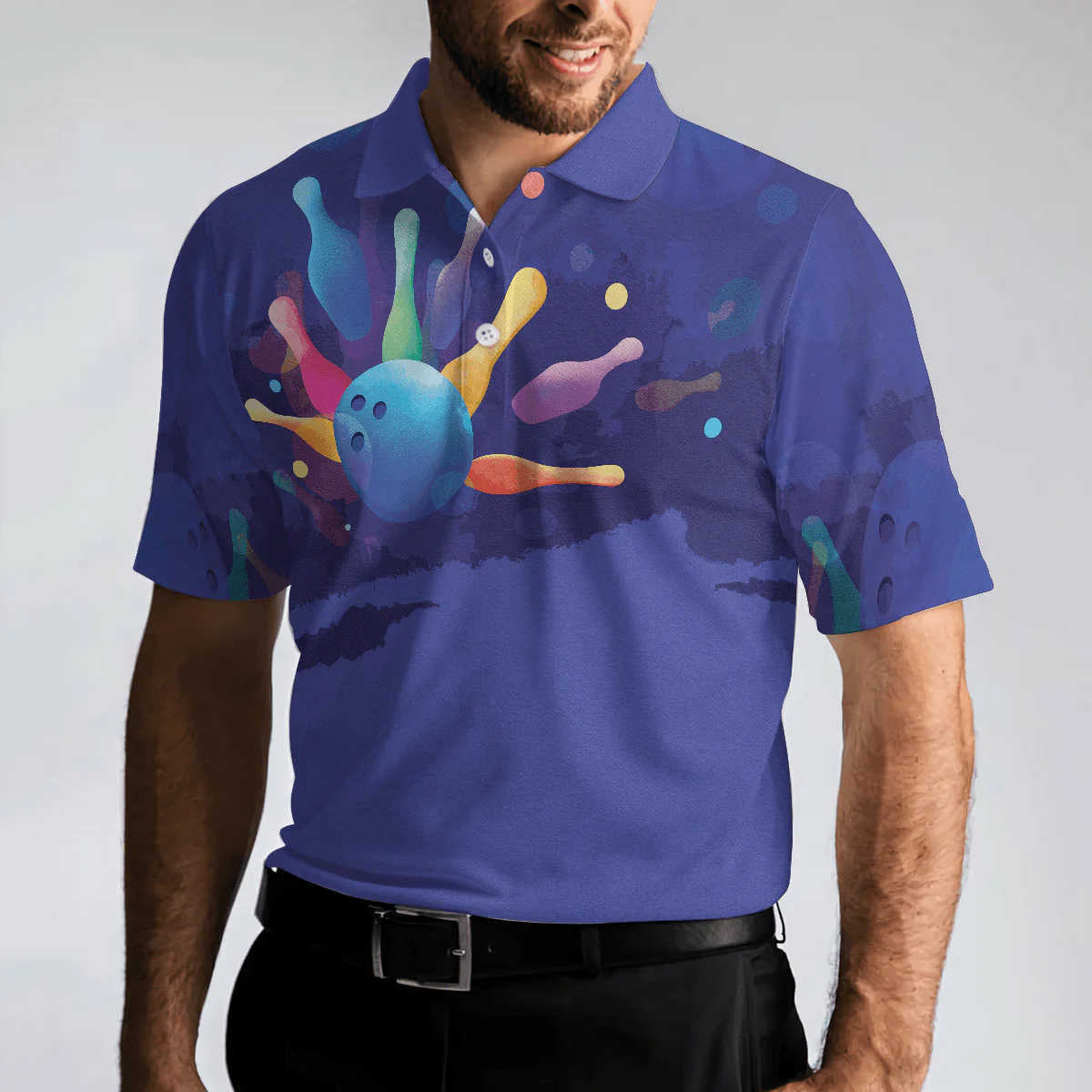 Bowling Men Polo Shirt - This is how I roll Mens Blue Bowling Polo Shirt - Gift For Friend, Family, Bowling Lovers - Image 5