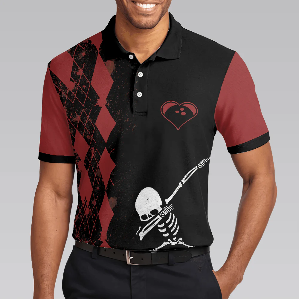 Bowling Men Polo Shirt - Weekend Forecast Chance Of Bowling Polo Shirt, Red Argyle Bowling Polo Shirt - Gift For Friend, Family, Bowling Lovers - Image 6