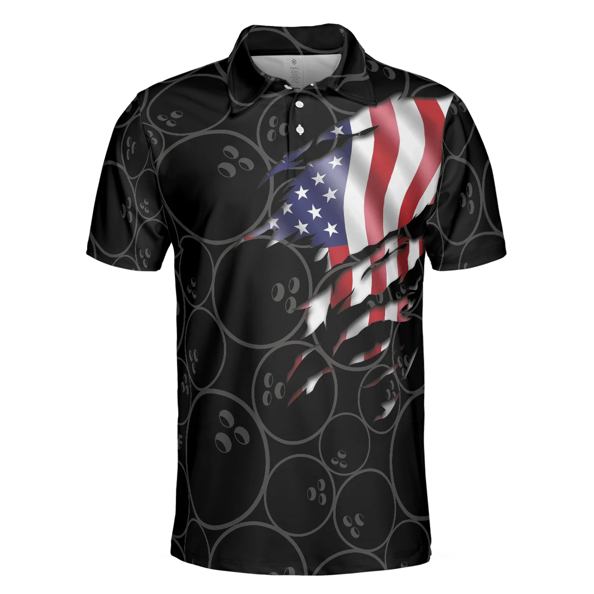 Bowling Polo Shirt, Best Bowling Shirt For Men, American Flag Bowling Shirt For Male Bowlers - Perfect Gift For Bowling Lovers, Bowlers - Image 4
