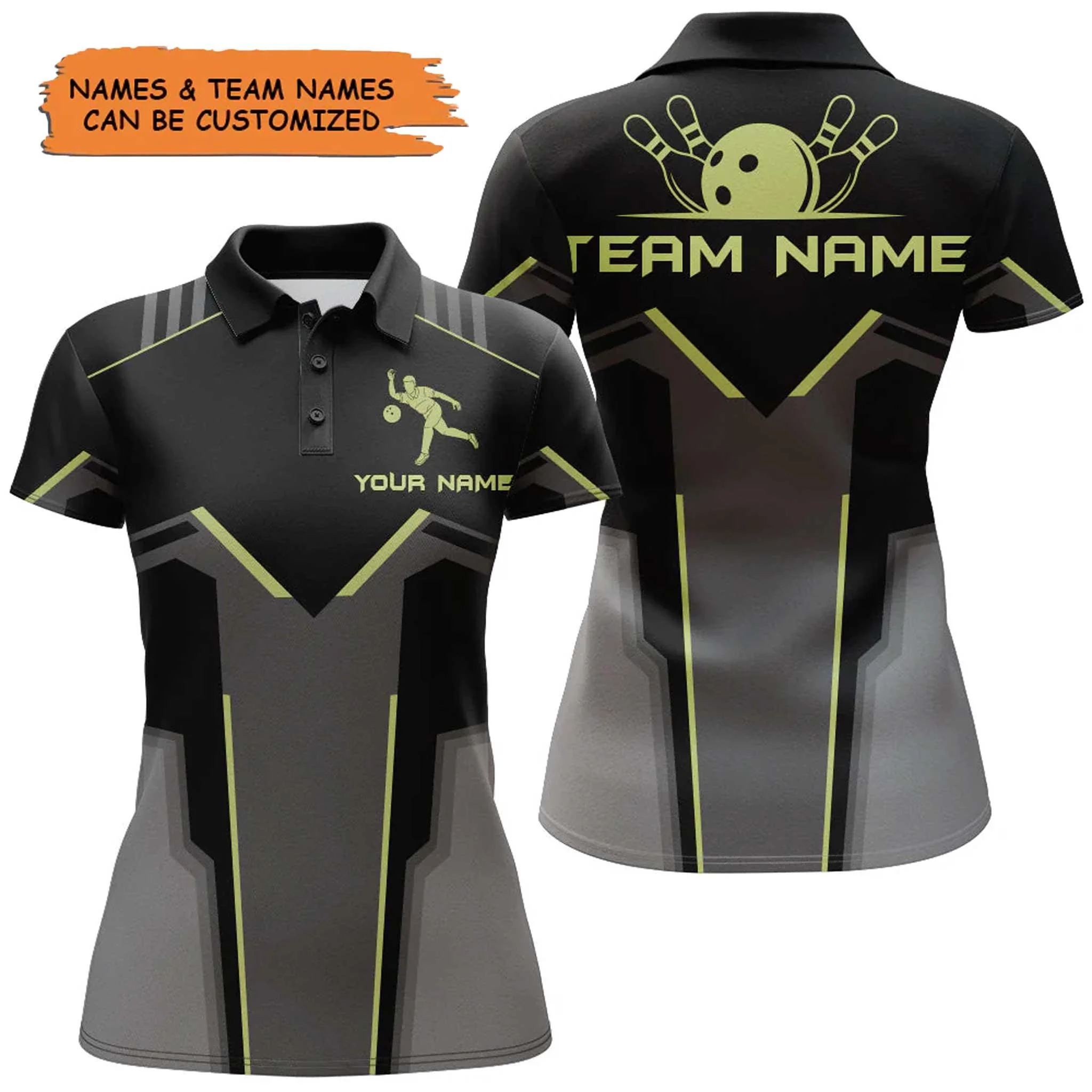 Bowling Team Name Customized Women Polo Shirt - Black Bowling Personalized Bowling Polo Shirt - Gift For Friend, Family, Bowling Lovers, Bowlers