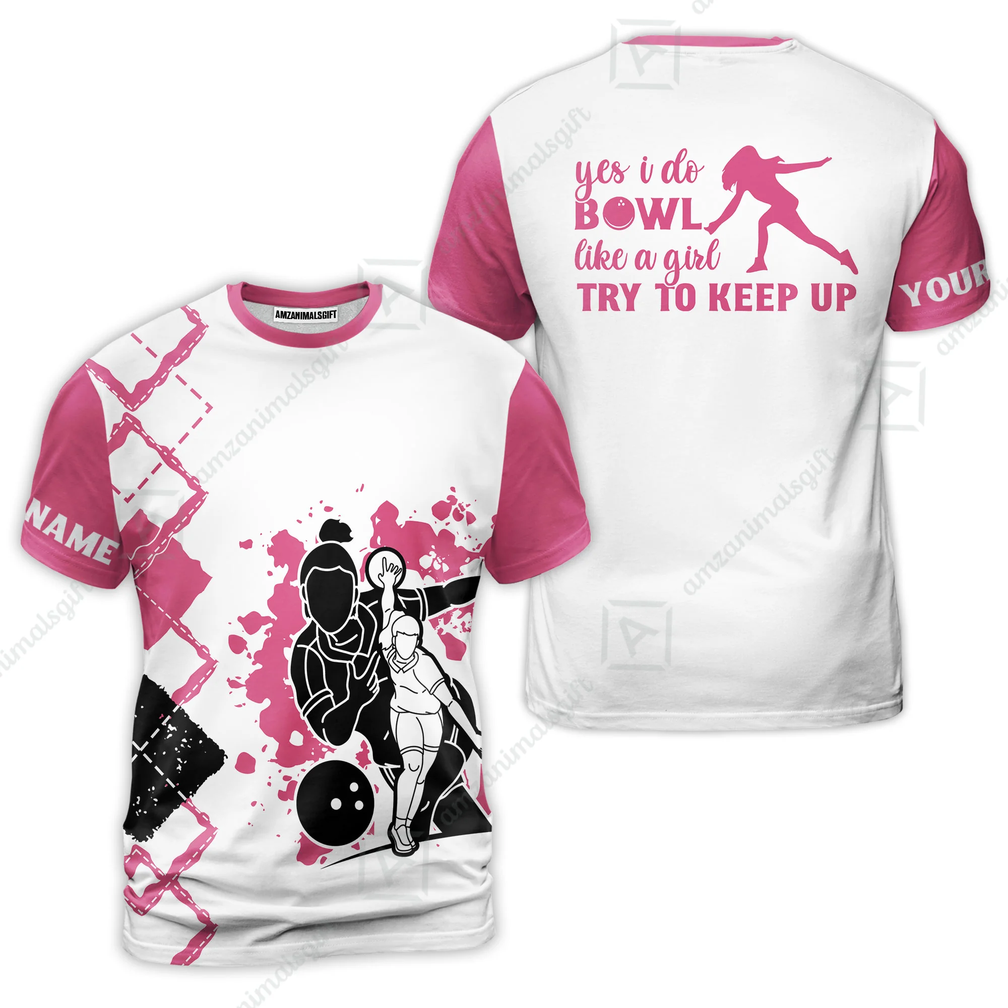 Bowling Women Polo Shirt Custom Name - Yes I Do Bowl Like A Girl Try To Keep Up  Personalized Bowling Polo Shirt - Gift For Friend, Family, Bowling Lovers - Image 4