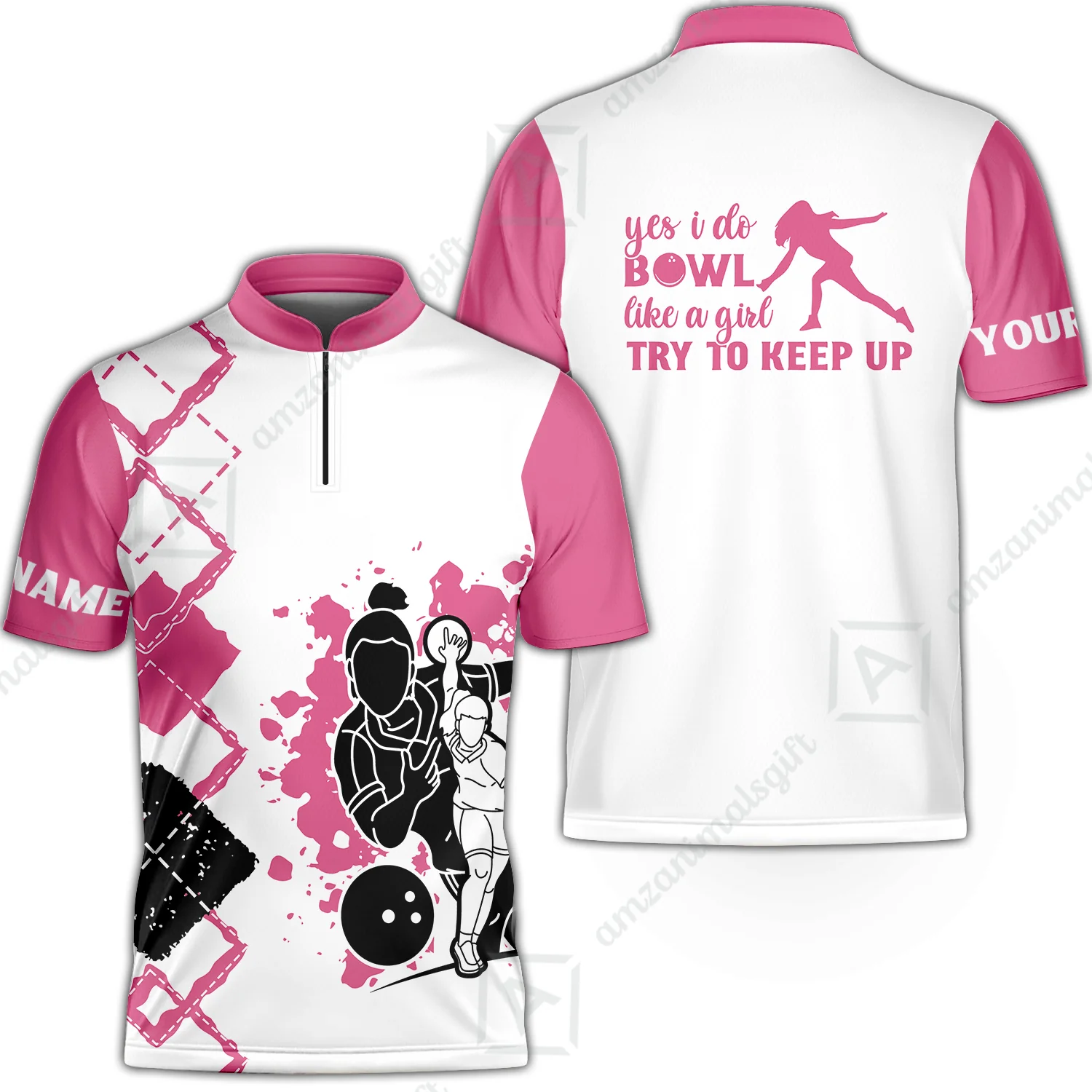 Bowling Women Polo Shirt Custom Name - Yes I Do Bowl Like A Girl Try To Keep Up  Personalized Bowling Polo Shirt - Gift For Friend, Family, Bowling Lovers - Image 6