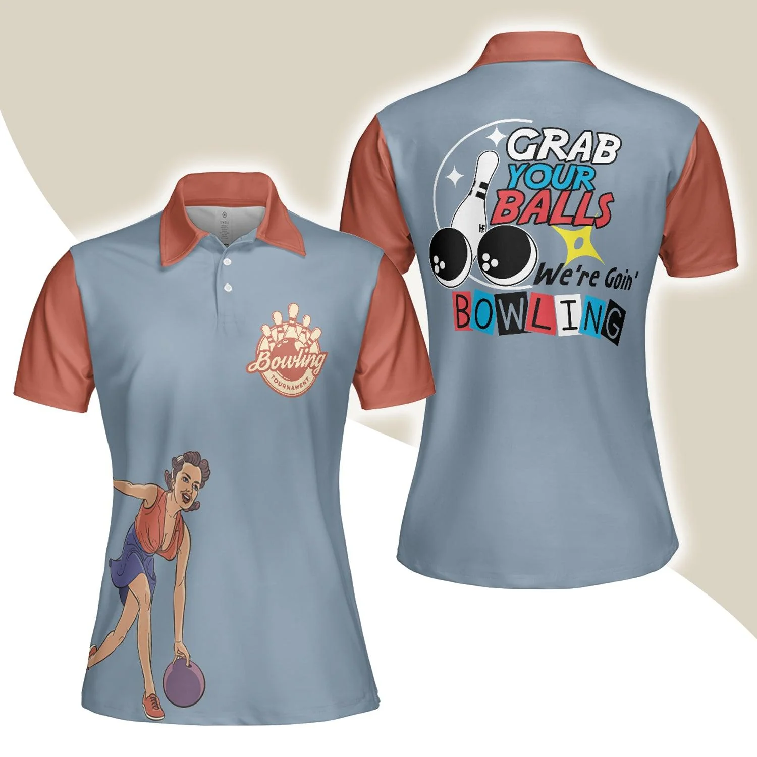Bowling Women Polo Shirt - Funny Bowling Women Polo Shirt, Grab Your Balls We're Going Bowling Polo Shirt - Gift For Wife, Family, Bowling Lovers