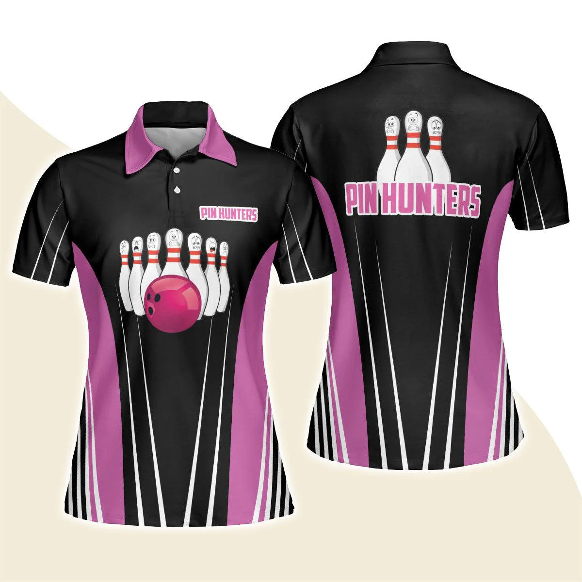 Bowling Women Polo Shirt - Pin Hunters Bowling Polo Shirts - Gift For Bowling Lovers, Wife, Family